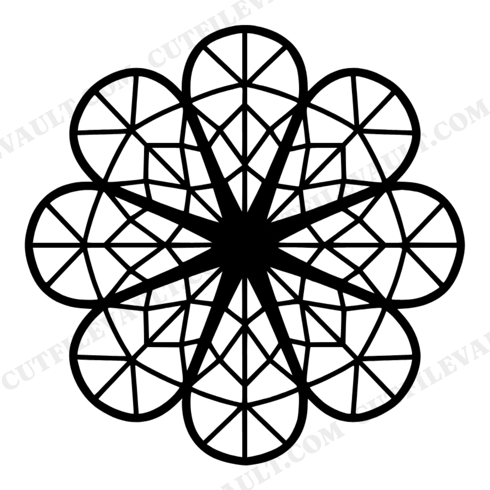 Stained Glass Wedding Bow Mandala SVG PNG, Cottagecore Floral Gift Bow Top View Cut File, view 1