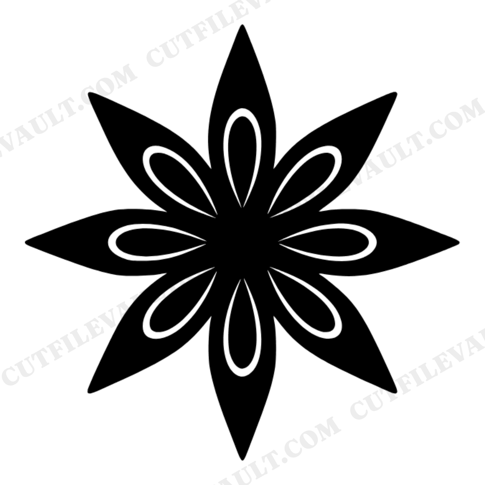 Star Anise SVG PNG, Mid Century Botanical Spice Silhouette, Holiday Kitchen Decor Cut File, view 1
