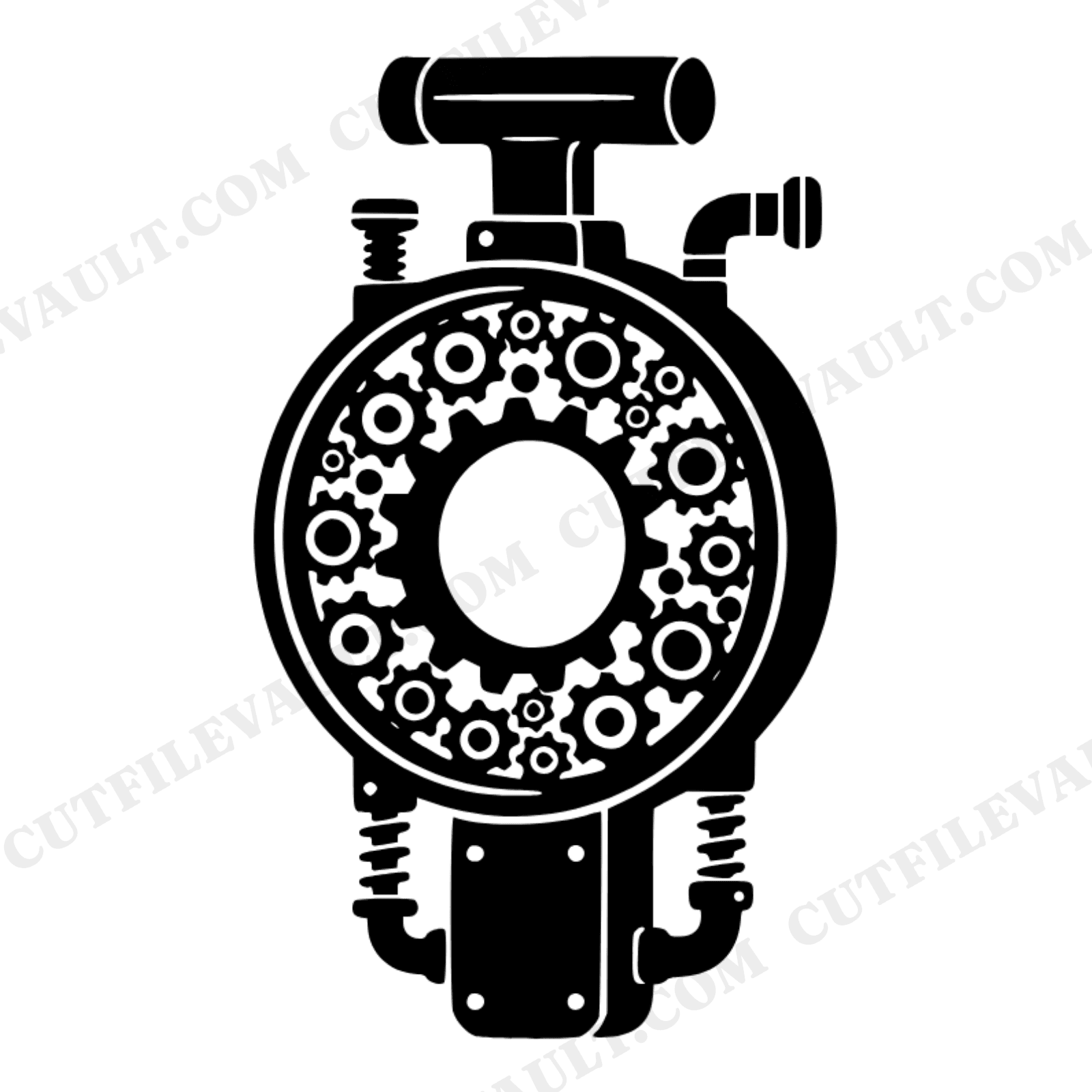 Steampunk Doughnut Cutter SVG PNG, Mechanical Gears Baker Cut File, National Doughnut Day Design, view 1