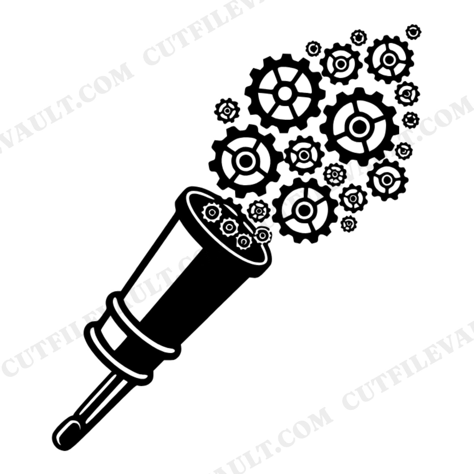 Steampunk Firework Mortar SVG PNG, Fourth of July Gears Cut File, Independence Day Vintage Design, view 1