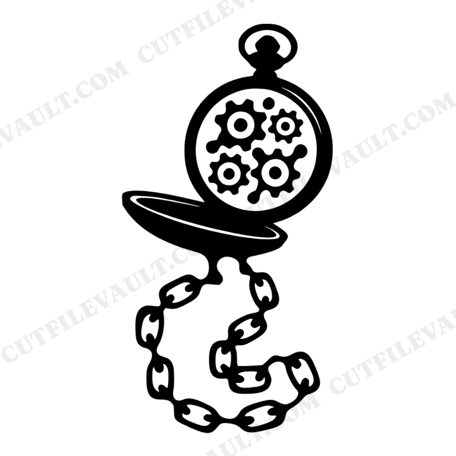 Steampunk Pocket Watch SVG PNG, Abstract Fluid Gears Cut File, Father's Day Craft Design, view 1
