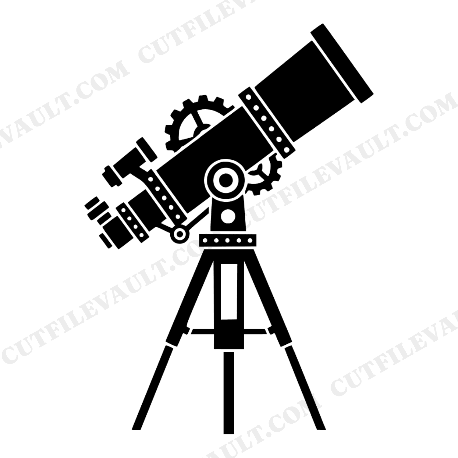 Steampunk Telescope SVG PNG, Art Deco Observatory Tripod Cut File, Science Discovery Clipart, view 1