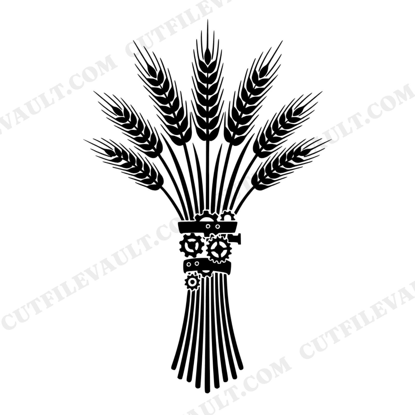Steampunk Wheat Sheaf SVG PNG, Thanksgiving Harvest Cut File, Boho Farmhouse Autumn Decor Design, view 1