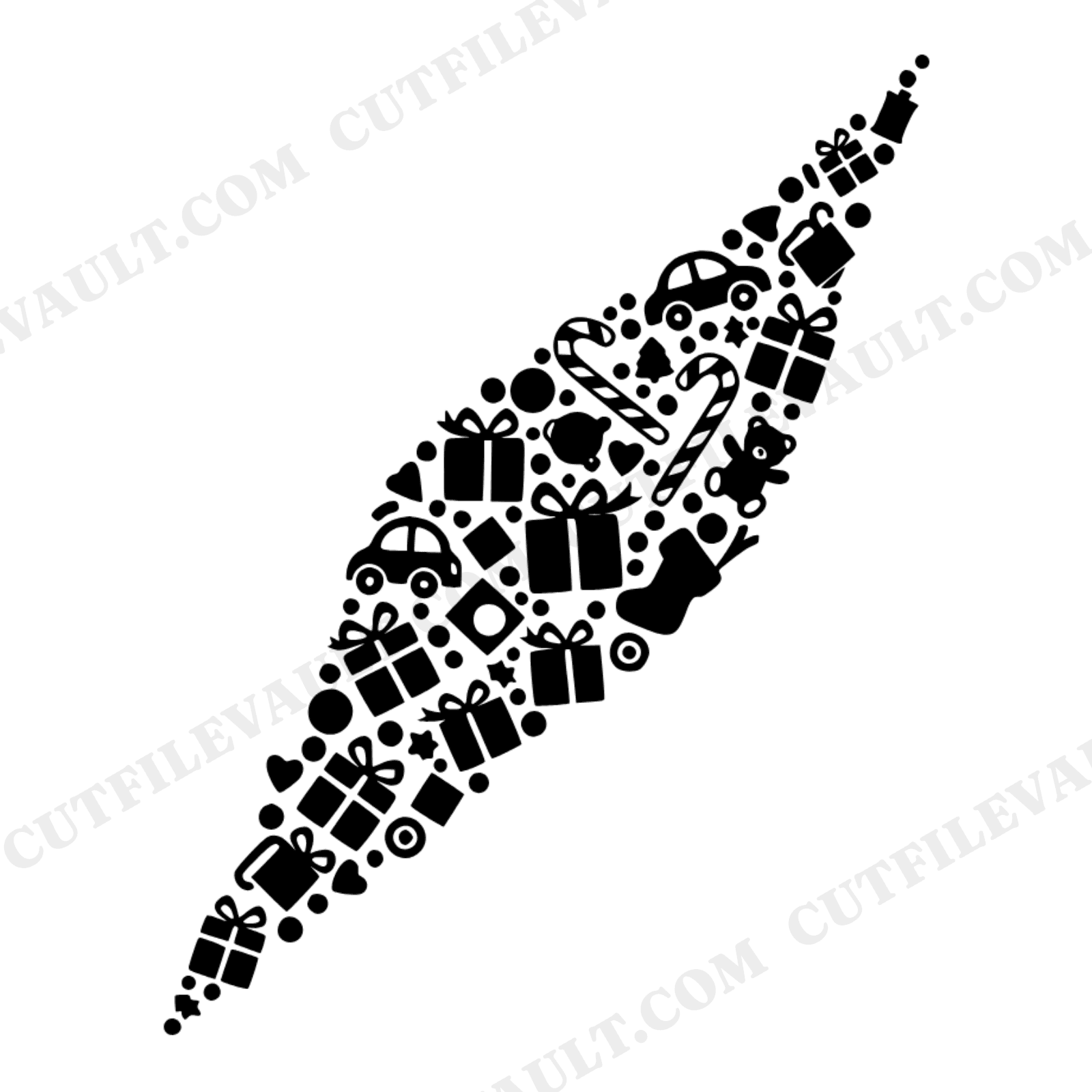 Stocking Stuffers Pile SVG PNG, Tumbling Holiday Toys Candy Canes Gifts Cut File for Cricut, view 1