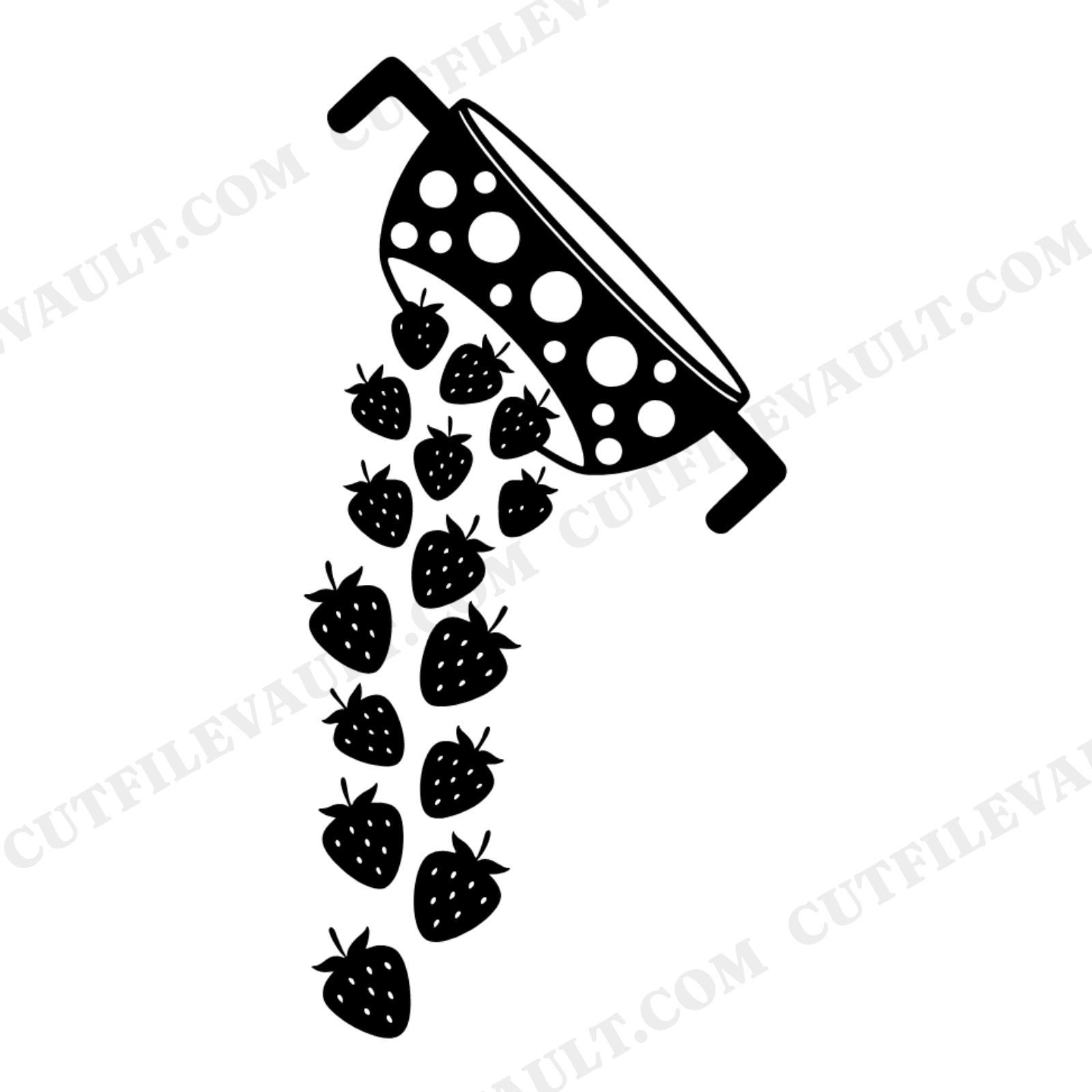 Strawberry Colander SVG PNG, Mid-Century Kitchen Cut File, National Strawberry Month Design, view 1