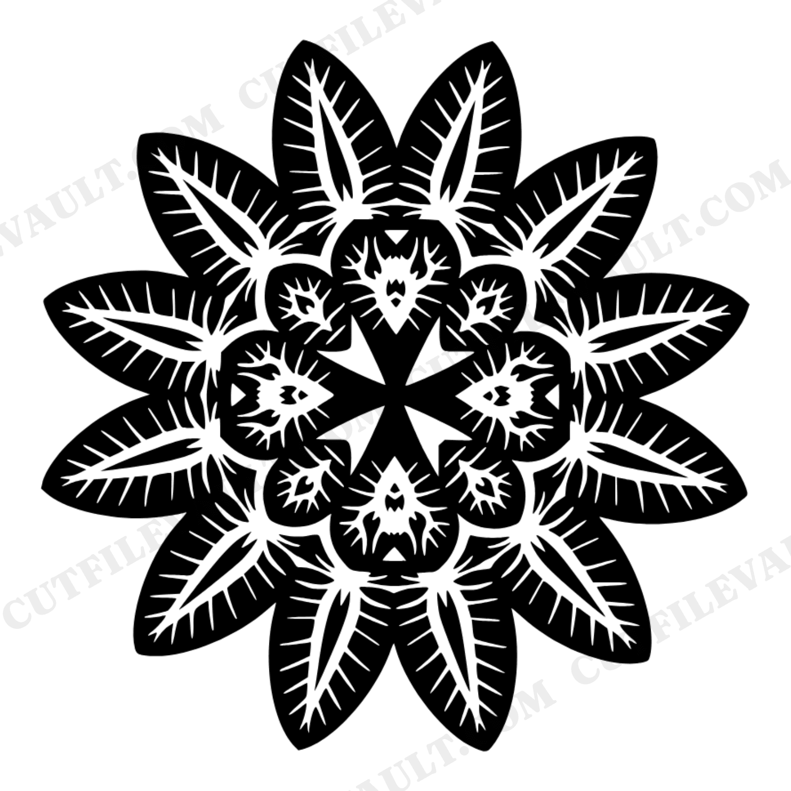 Strawberry Star Mandala SVG PNG, Boho Kaleidoscope Cut File, Fruit Geometric Wall Art Design, view 1