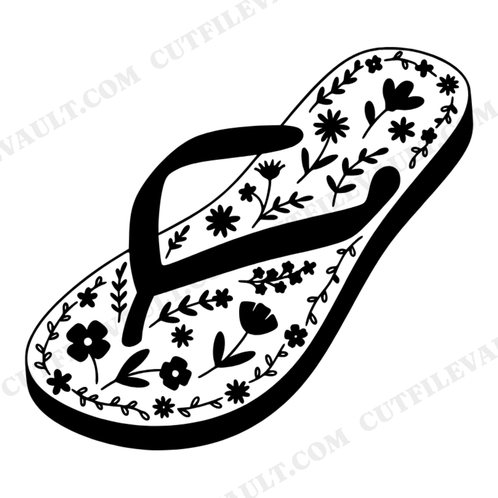 Summer Farewell Flip Flop SVG PNG Cottagecore Floral Beach Sandal Cut File End of Summer Craft, view 1