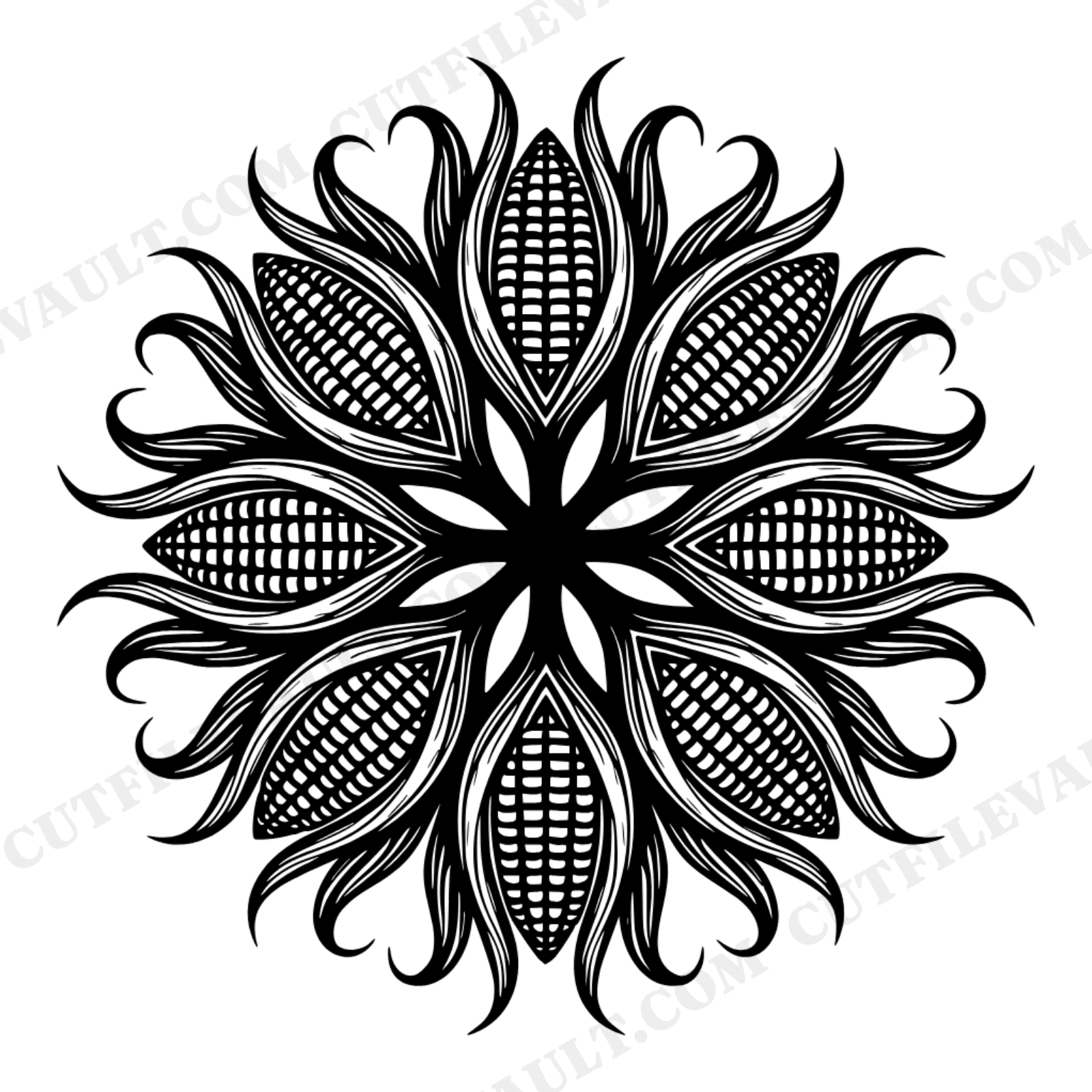 Summer Grilling Corn Mandala SVG PNG, Starburst Cut File, BBQ Kitchen Decor, Farmhouse Vinyl Design, view 1