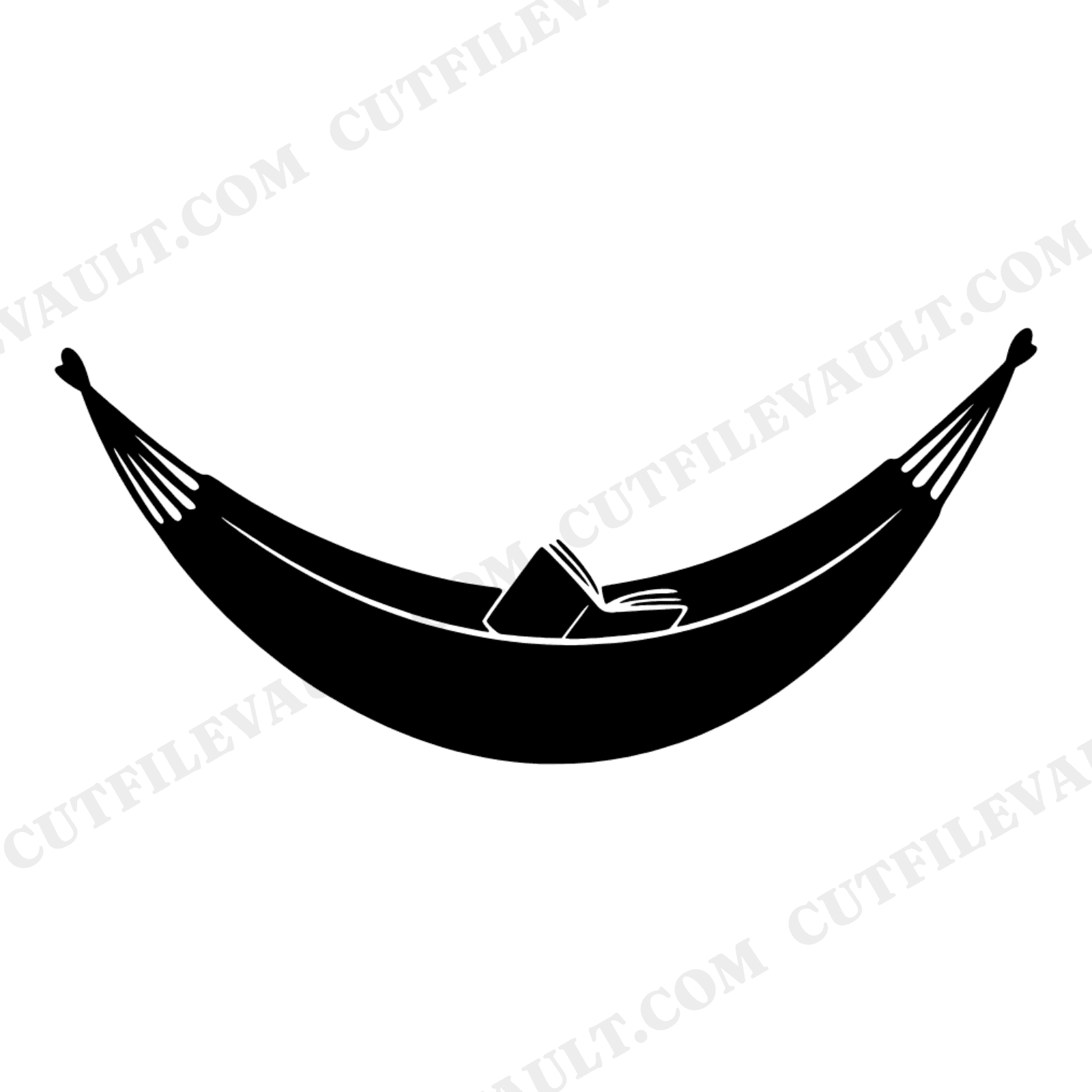 Summer Hammock SVG PNG, Open Book Reading Silhouette, Mid Century Minimal Cut File for Cricut, view 1