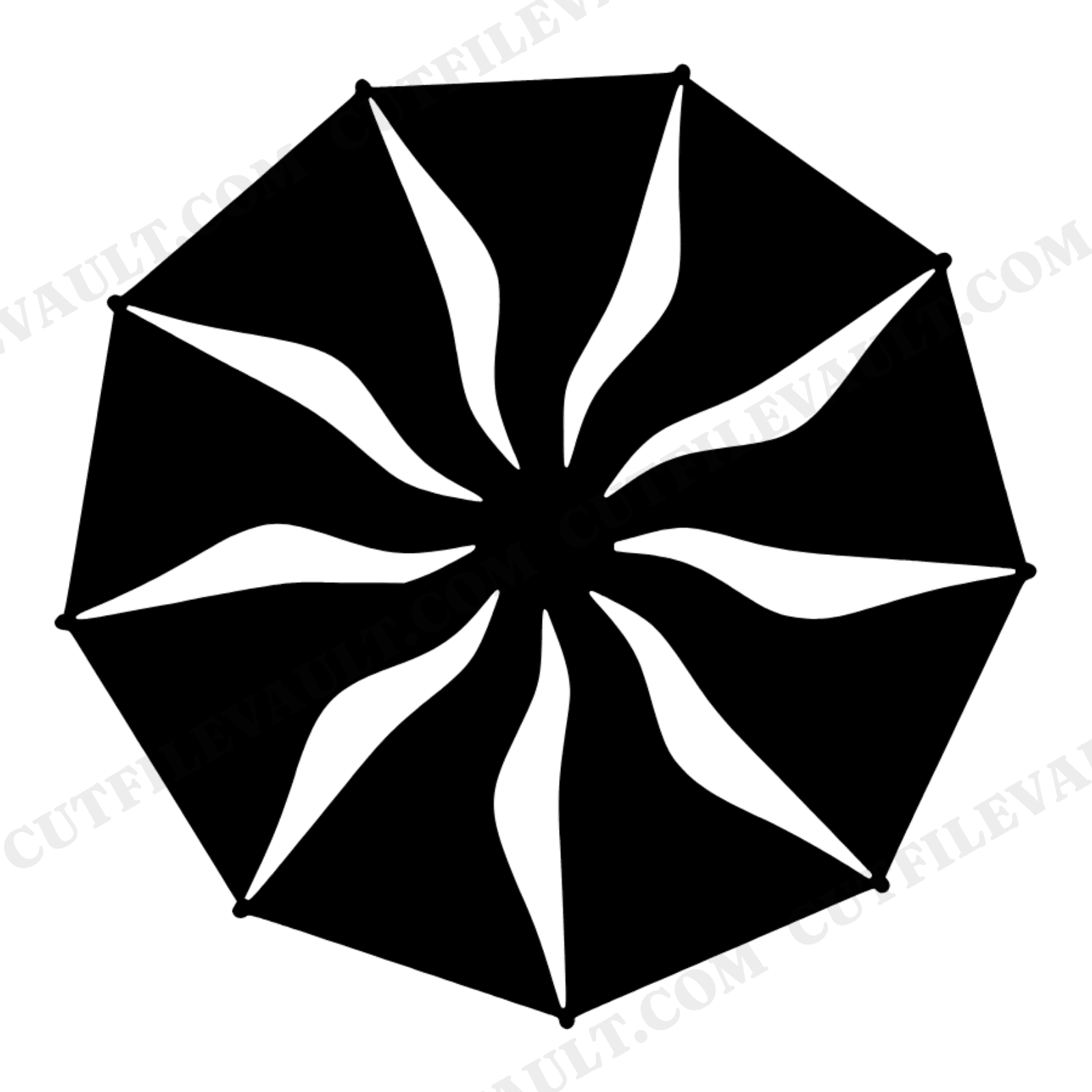 Summer Solstice Beach Umbrella SVG PNG Sunburst Canopy Cut File Fluid Abstract Radial Design, view 1