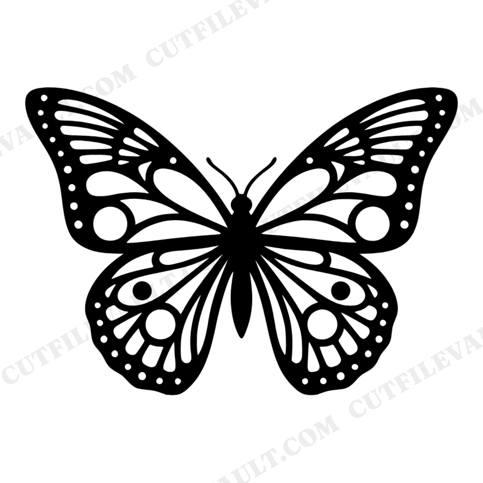 Summer Solstice Butterfly Mandala SVG PNG, Mid-Century Folk Art Papercut Design, Layered Cut File, view 1