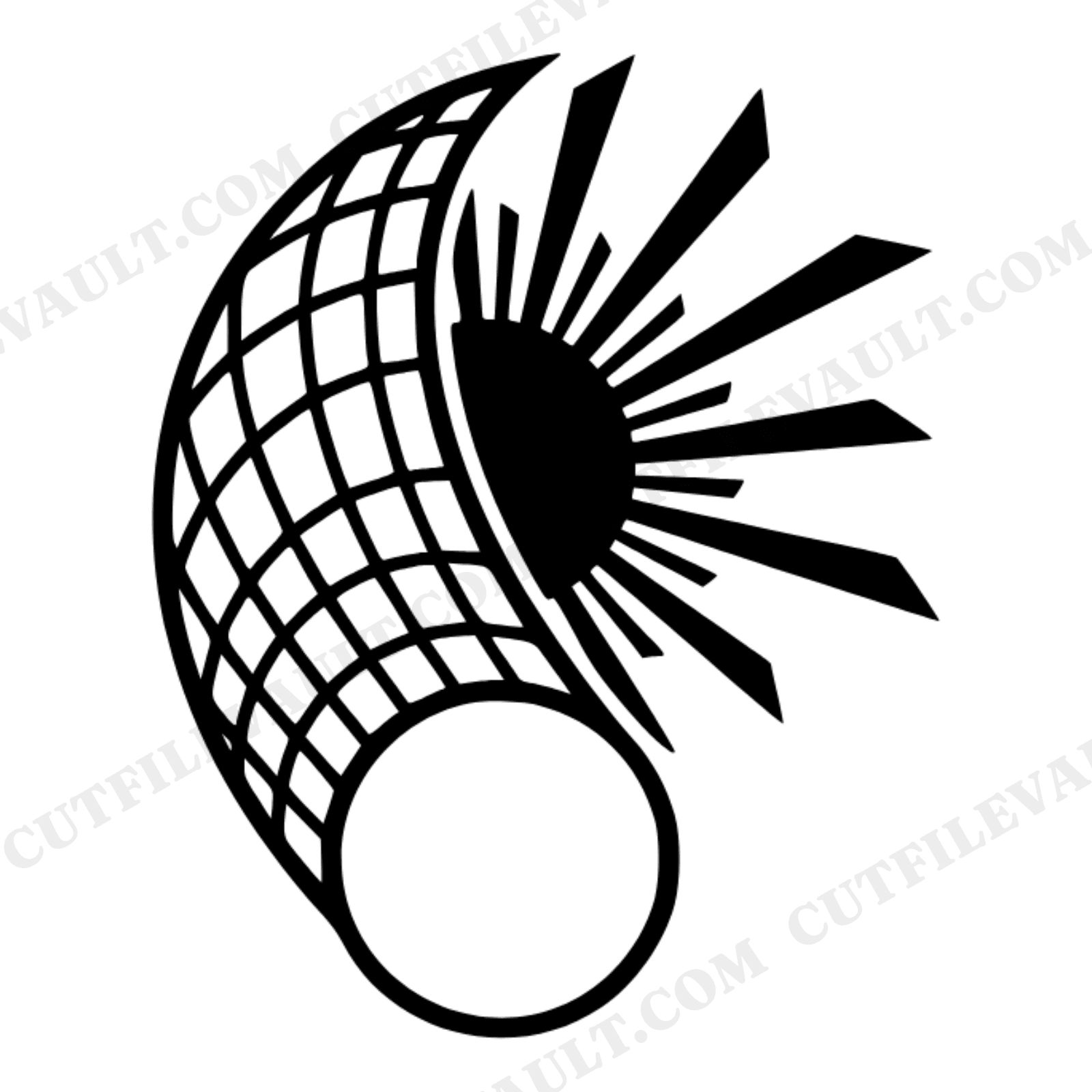 Summer Solstice Butterfly Net SVG PNG, Art Deco Crescent Moon Sun Rays Cut File for Cricut, view 1