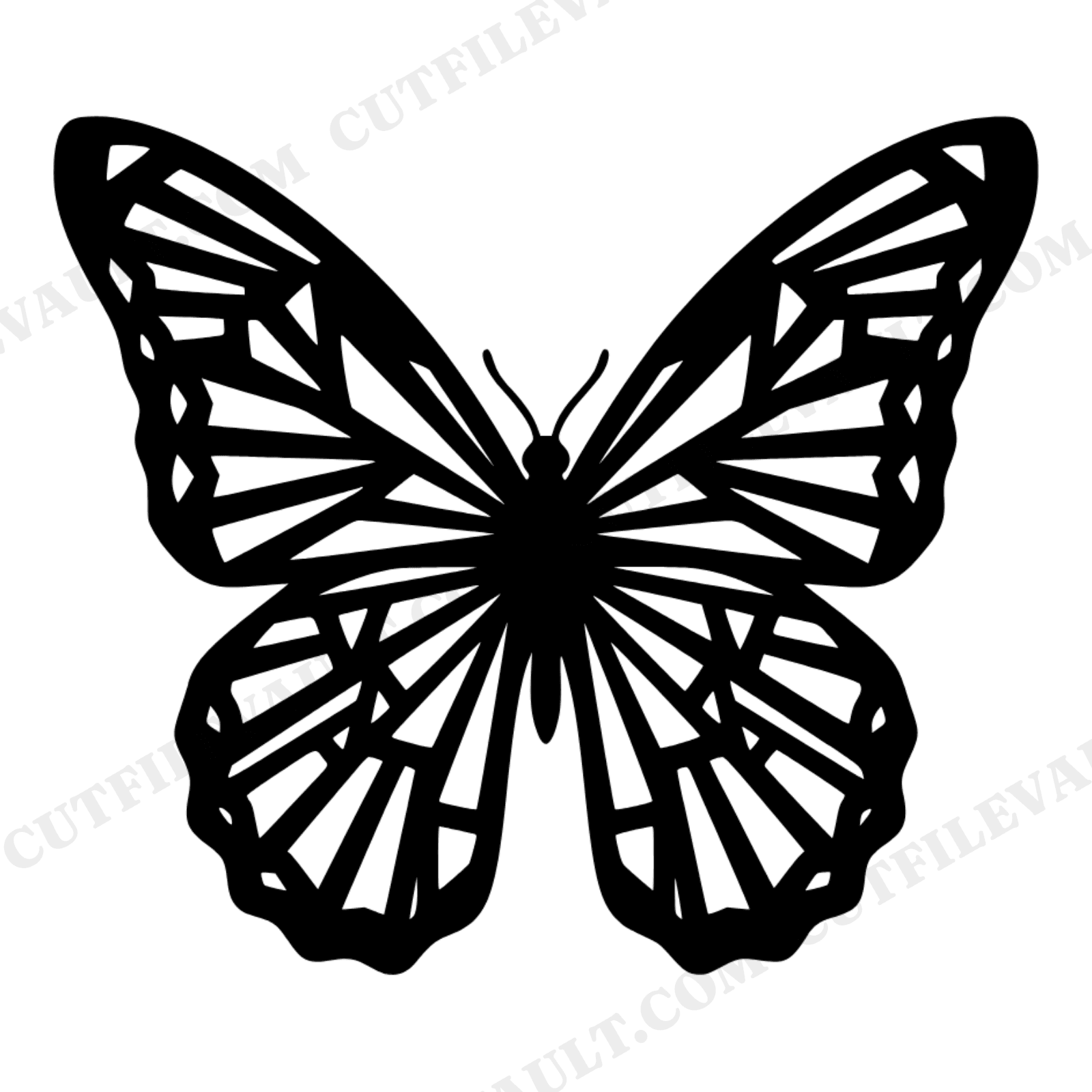 Summer Solstice Butterfly SVG PNG Cut File | Modern Brutalist Geometric Wings Papercut Design, view 1