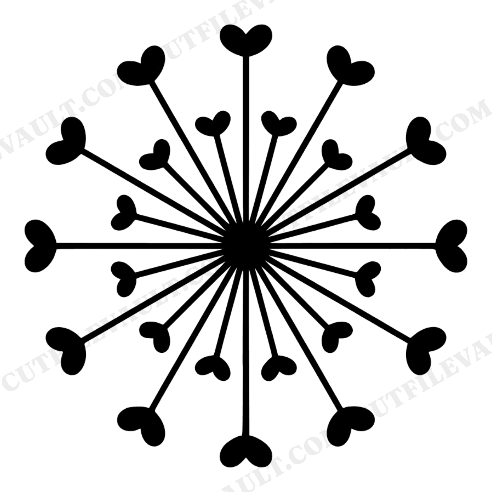 Summer Solstice Dandelion SVG PNG, Starburst Silhouette Cut File, Scandinavian Line Art Design, view 1
