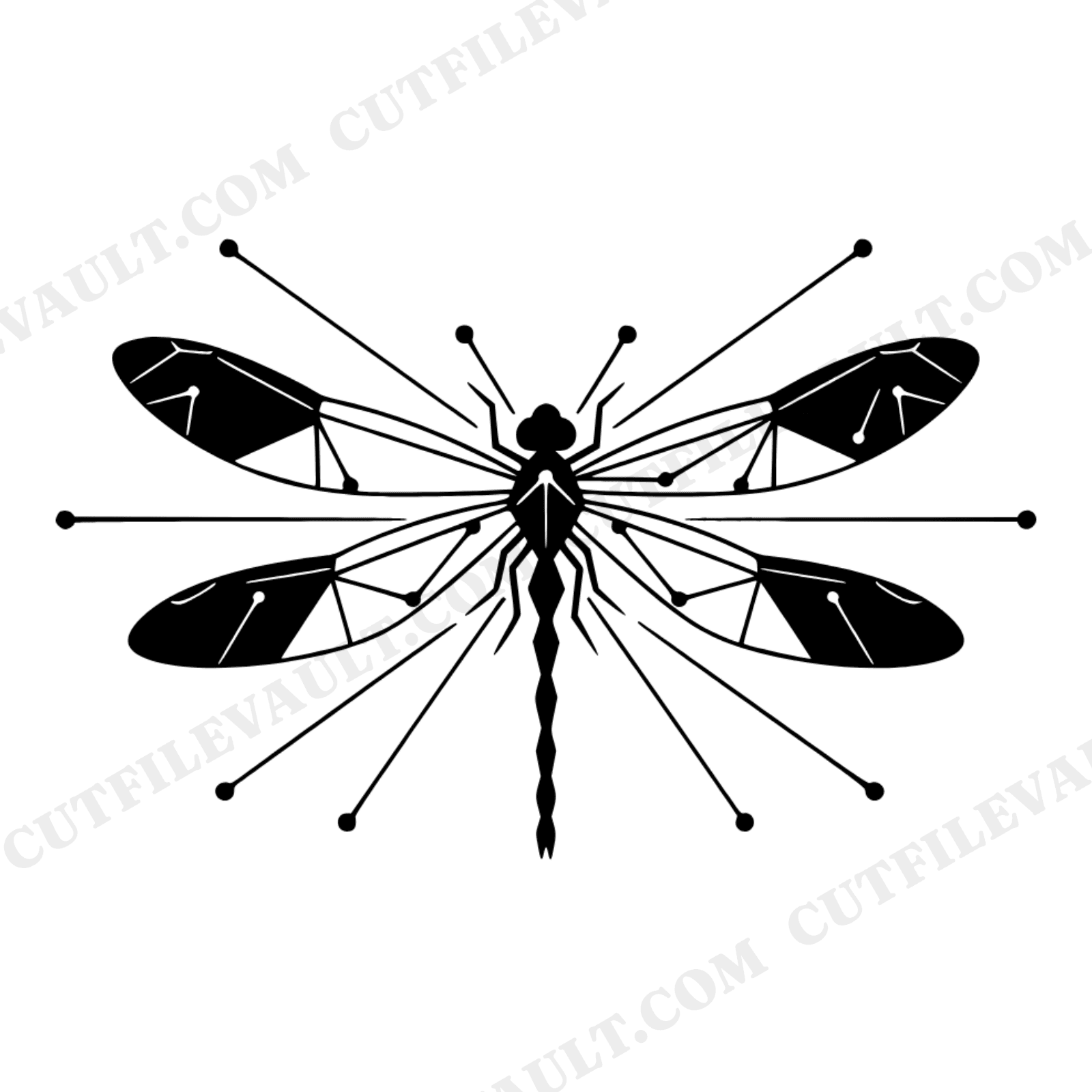 Summer Solstice Dragonfly Constellation SVG PNG, Celestial Insect Cut File, Mid-Century Minimal Design, view 1