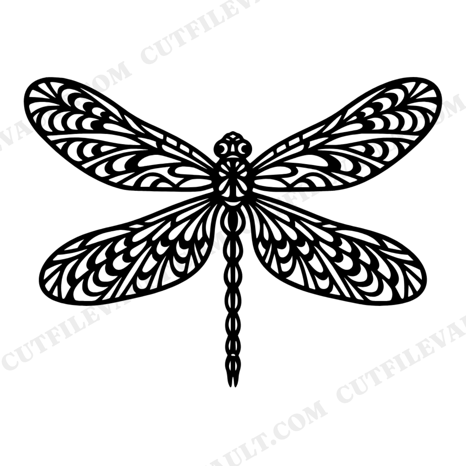 Summer Solstice Dragonfly SVG PNG Folk Art Symmetrical Papercut Design Retro 70s Groovy Cut File, view 1