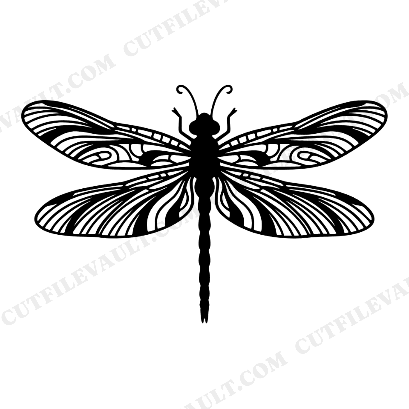 Summer Solstice Dragonfly SVG PNG, Retro 70s Vertical Dragonfly Cut File, Celestial Insect Silhouette, view 1