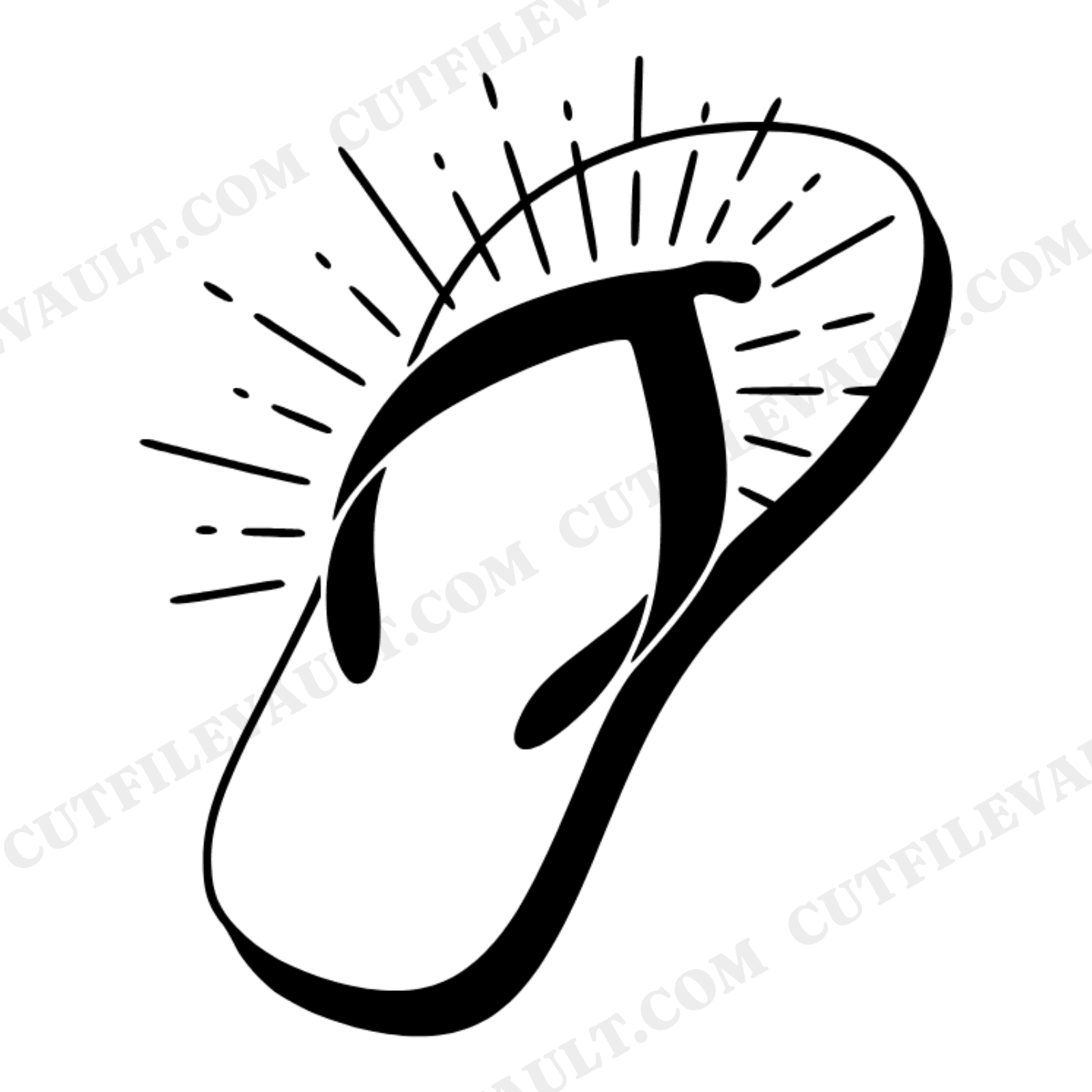 Summer Solstice Flip Flop SVG PNG, Sun Rays Sandal Cut File, Beach Summer Scandinavian Line Art, view 1
