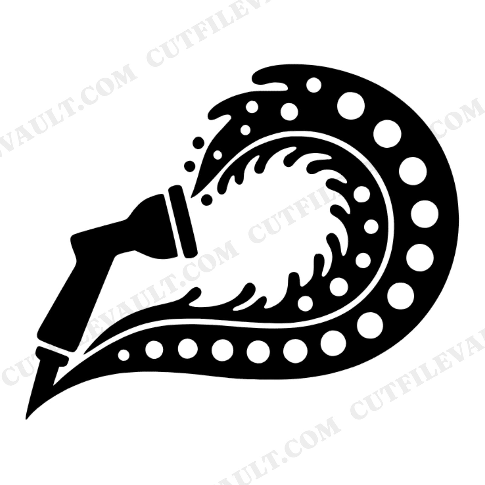 Summer Solstice Garden Hose Spray SVG PNG, Retro 70s Wave Silhouette Cut File for Cricut, view 1