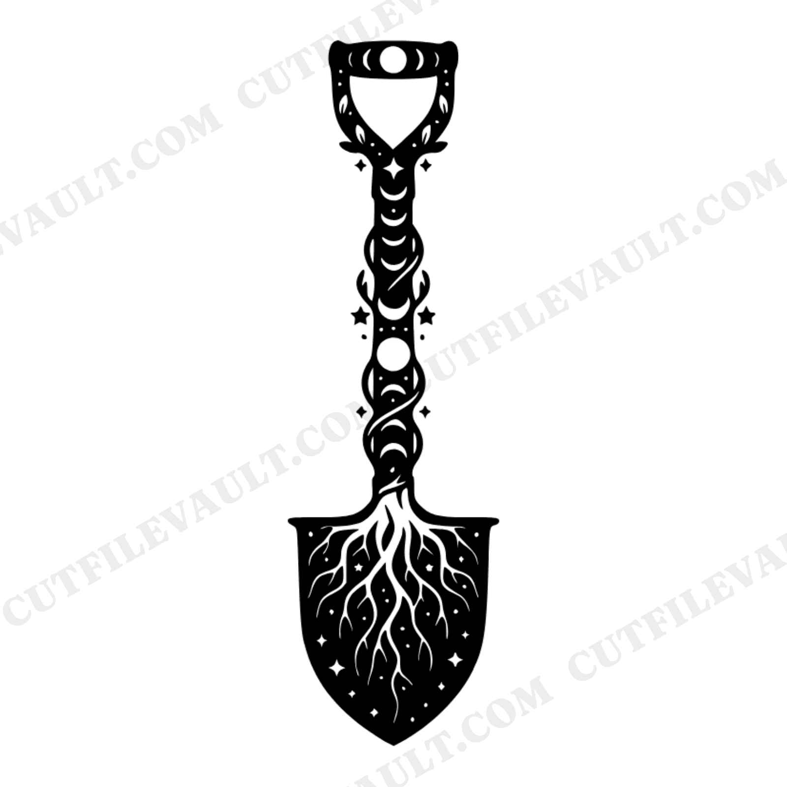 Summer Solstice Garden Spade SVG PNG, Mystical Vines Botanical Gardening Cut File for Cricut, view 1