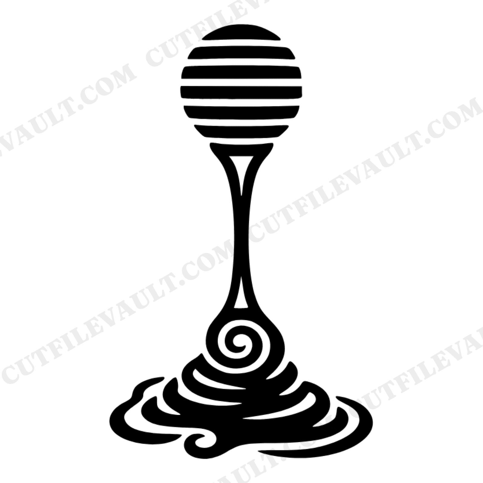 Summer Solstice Honey Dipper SVG PNG, Mid-Century Kitchen Wall Art, Honey Drip Spiral Cut File, view 1