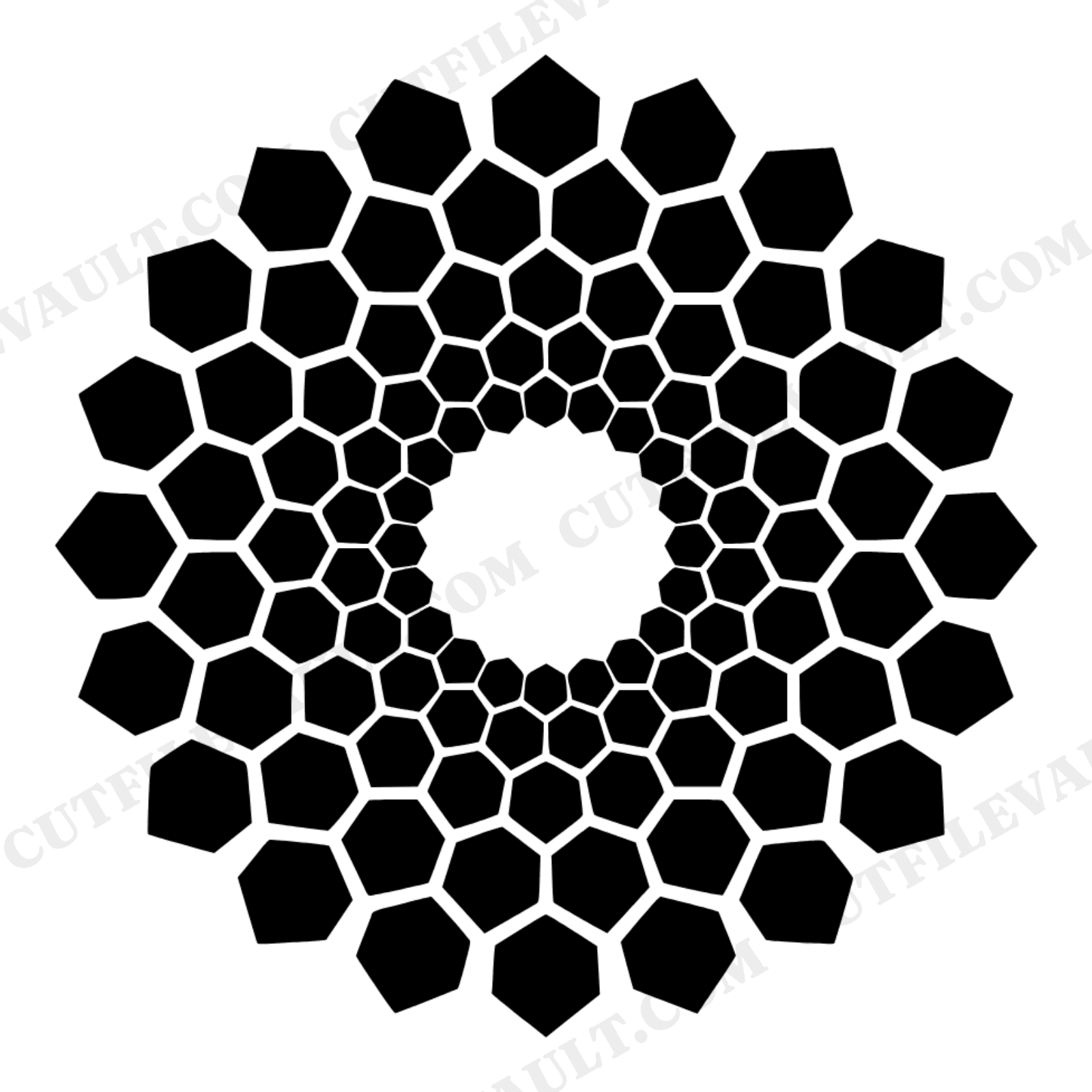 Summer Solstice Honeycomb Mandala SVG PNG, Retro 70s Hexagon Geometric Cut File, Sacred Geometry, view 1