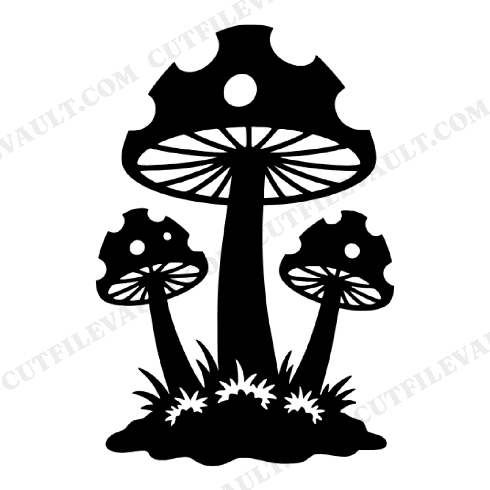 Summer Solstice Mushroom SVG PNG, Cottagecore Woodland Toadstool Cluster Cut File for Cricut, view 1