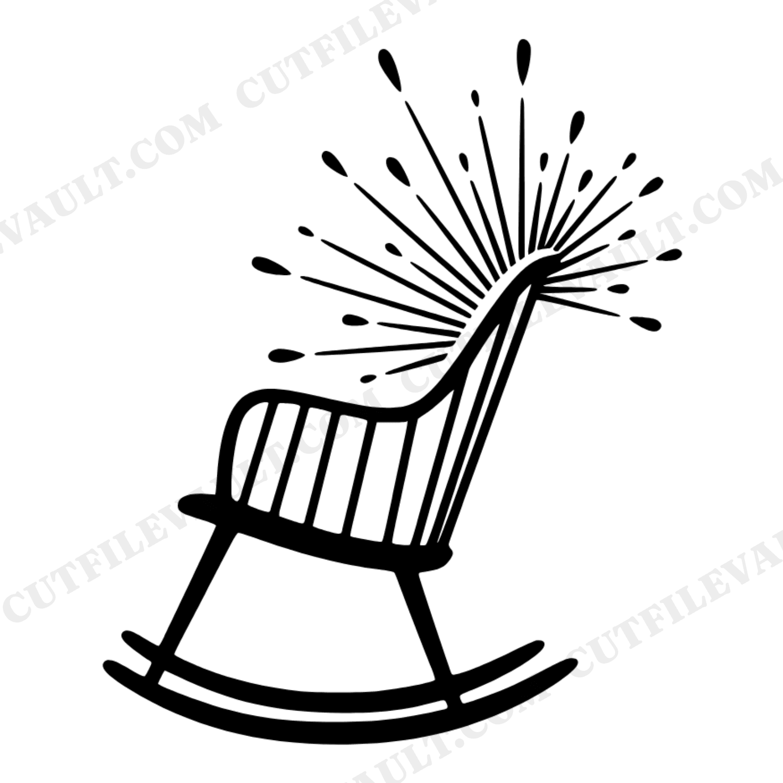 Summer Solstice Rocking Chair SVG PNG, Boho Sun Halo Cut File, Nordic Chair Clipart Design, view 1