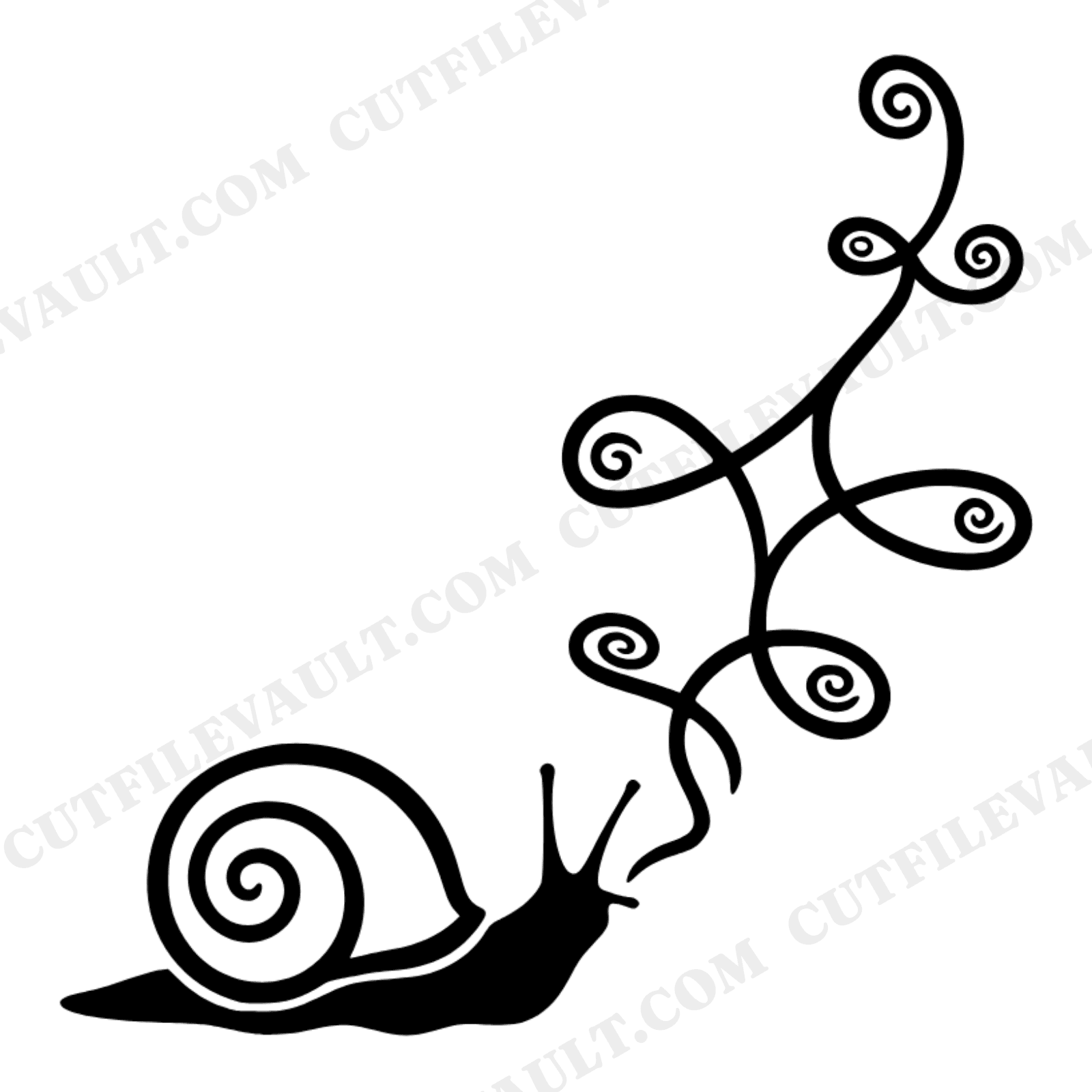 Summer Solstice Snail SVG PNG, Garden Snail with Trail Cut File, Whimsical Nature Clipart Design, view 1