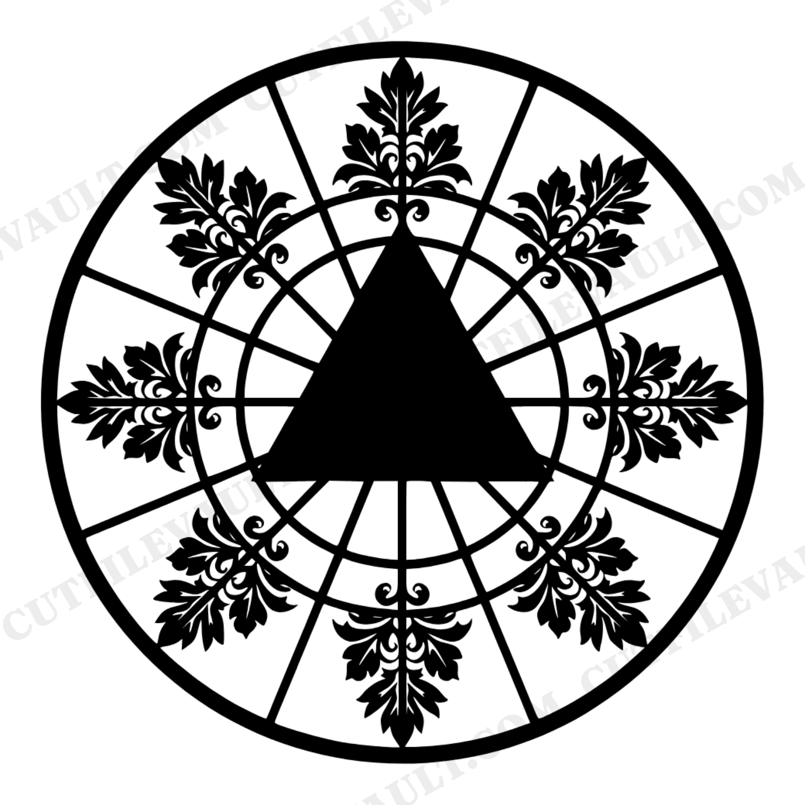 Summer Solstice Sundial Mandala SVG PNG, Vintage Botanical Cut File, Geometric Shadow Rays Design, view 1