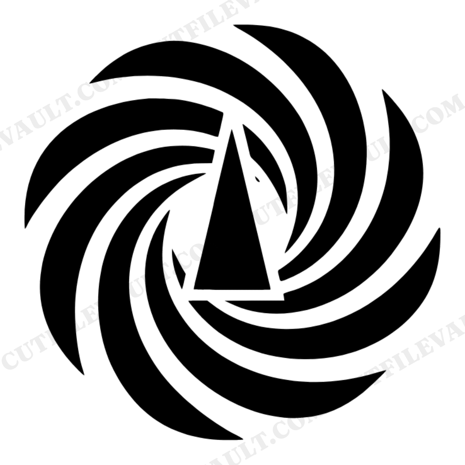 Summer Solstice Sundial SVG PNG, Retro 70s Spiral Gnomon Cut File, Minimalist Geometric Shadow Design, view 1