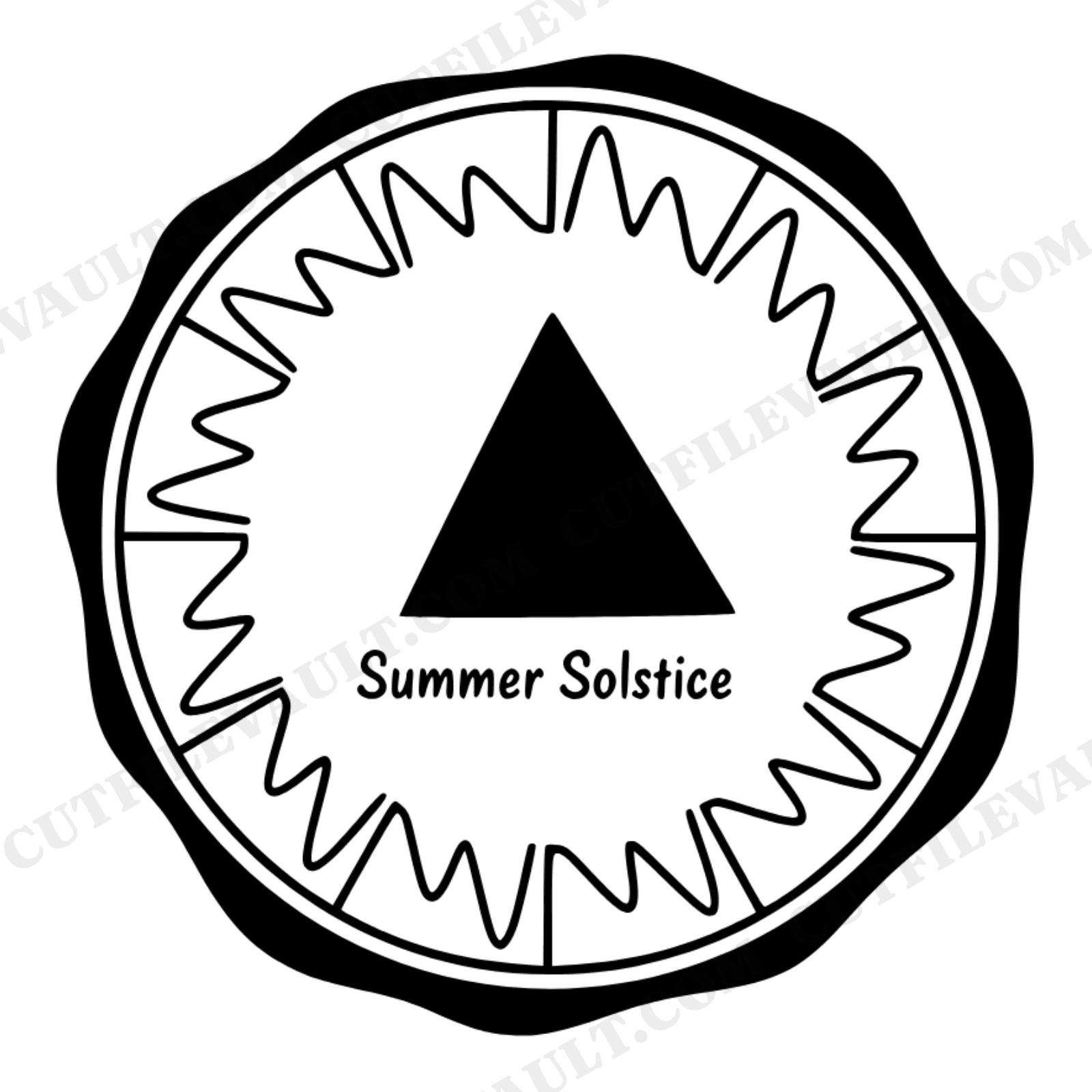 Summer Solstice Sundial SVG PNG, Wax Seal Emblem, Celestial Timepiece Cut File, Boho Midsummer Design, view 1