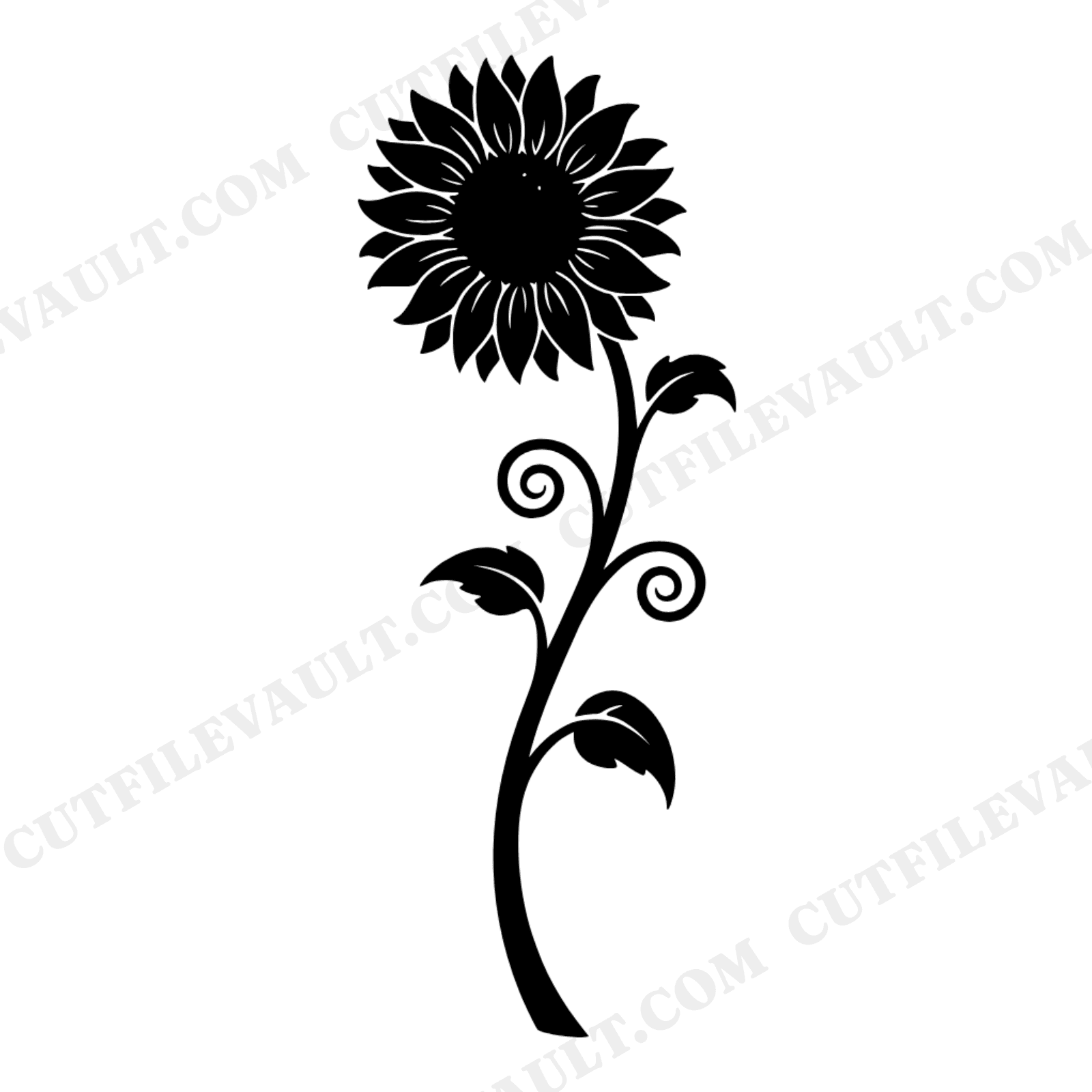 Summer Solstice Sunflower SVG PNG Art Nouveau Silhouette Cut File Vintage Botanical Flower Design, view 1