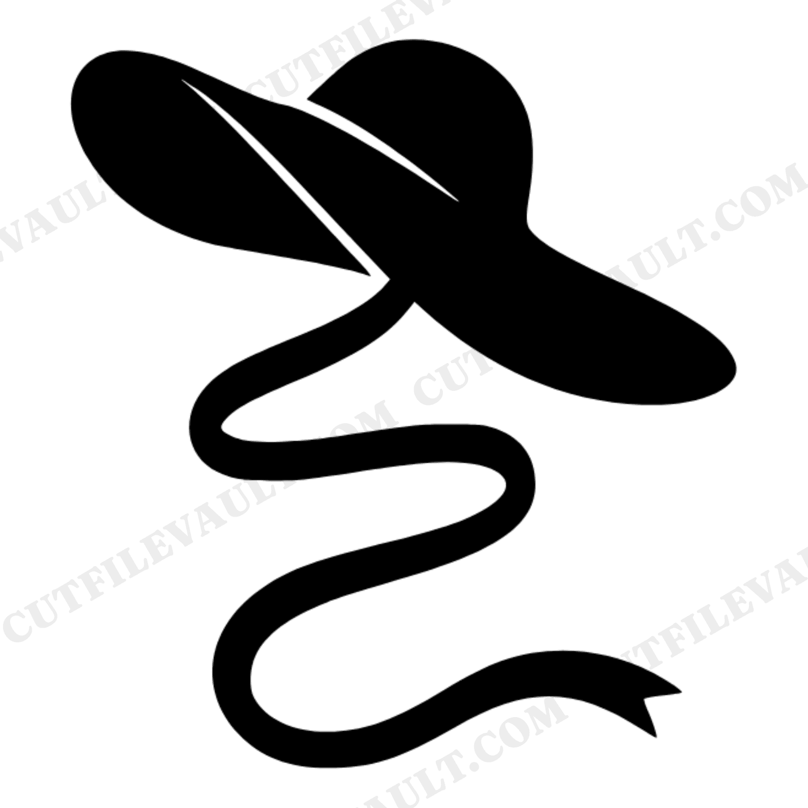 Summer Solstice Sunhat SVG PNG, Boho Wide Brimmed Hat with Ribbon, Mid Century Retro Cut File, view 1