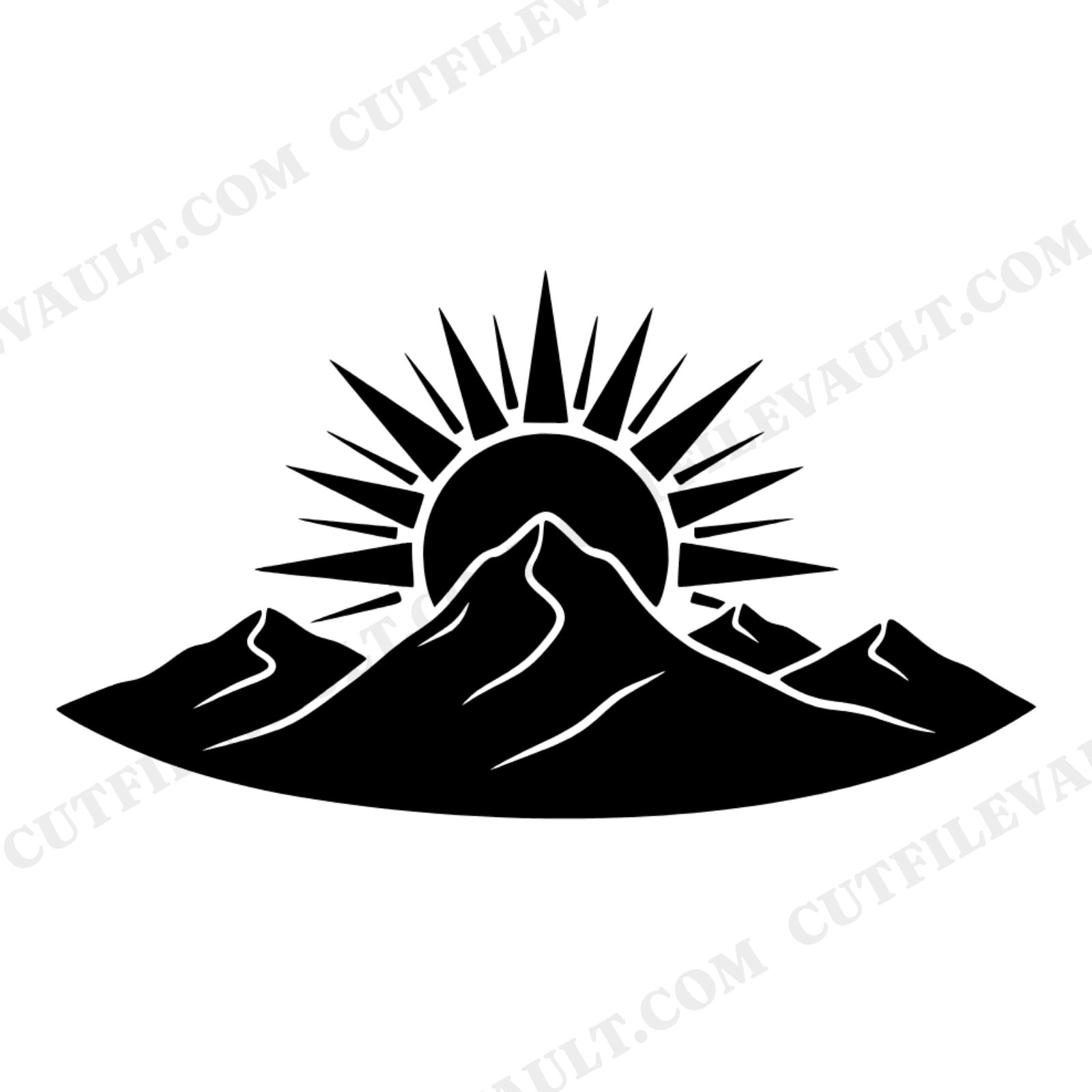 Summer Solstice SVG PNG Boho Mountain Panorama Geometric Sun Cut File Layered Design Vinyl Decal, view 1