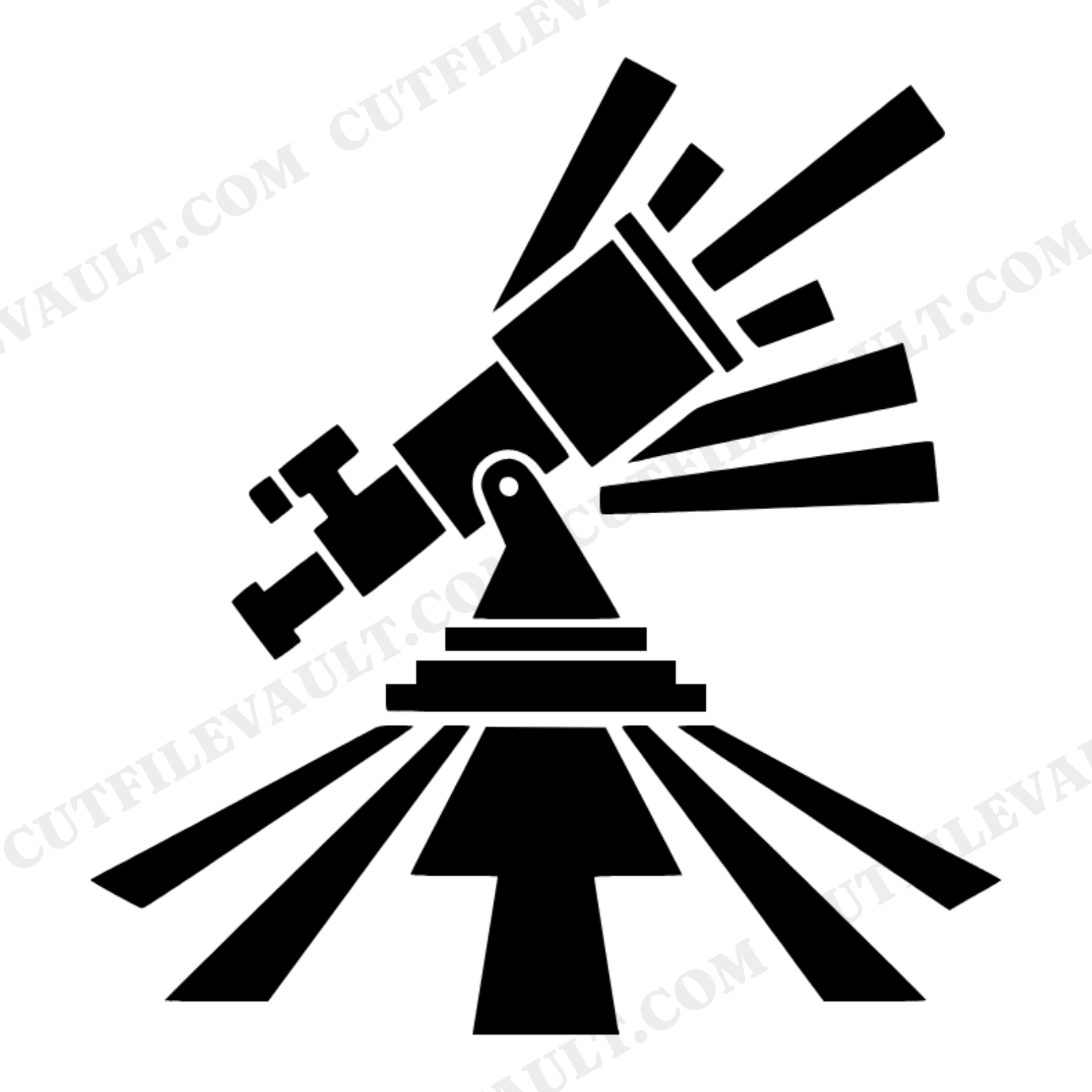 Summer Solstice Telescope SVG PNG, Art Deco Celestial Cut File, Mid Century Astronomy Design, view 1