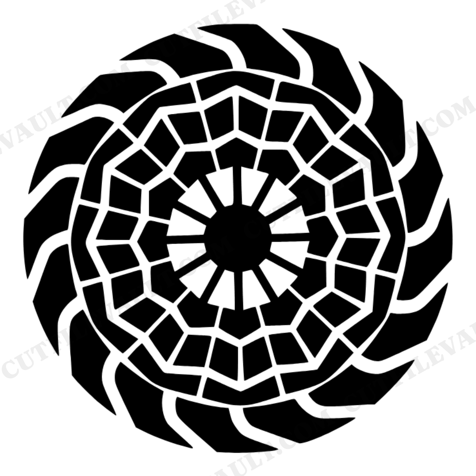 Summer Solstice Tractor Tire Mandala SVG PNG, Rustic Farmhouse Boho Cut File, Rural Americana Design, view 1