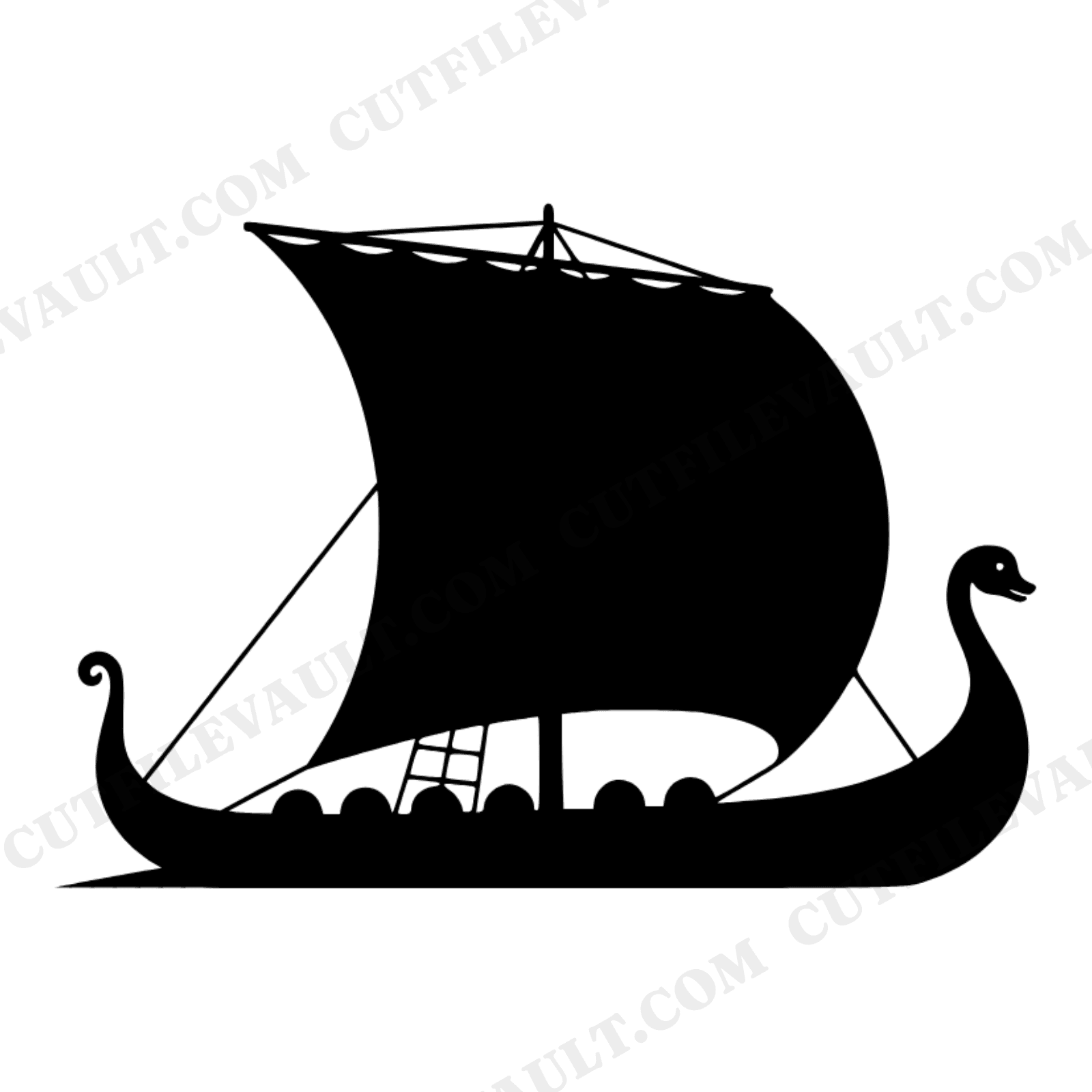 Summer Solstice Viking Ship SVG PNG, Nordic Longship Silhouette Cut File, Scandinavian Boat Design, view 1