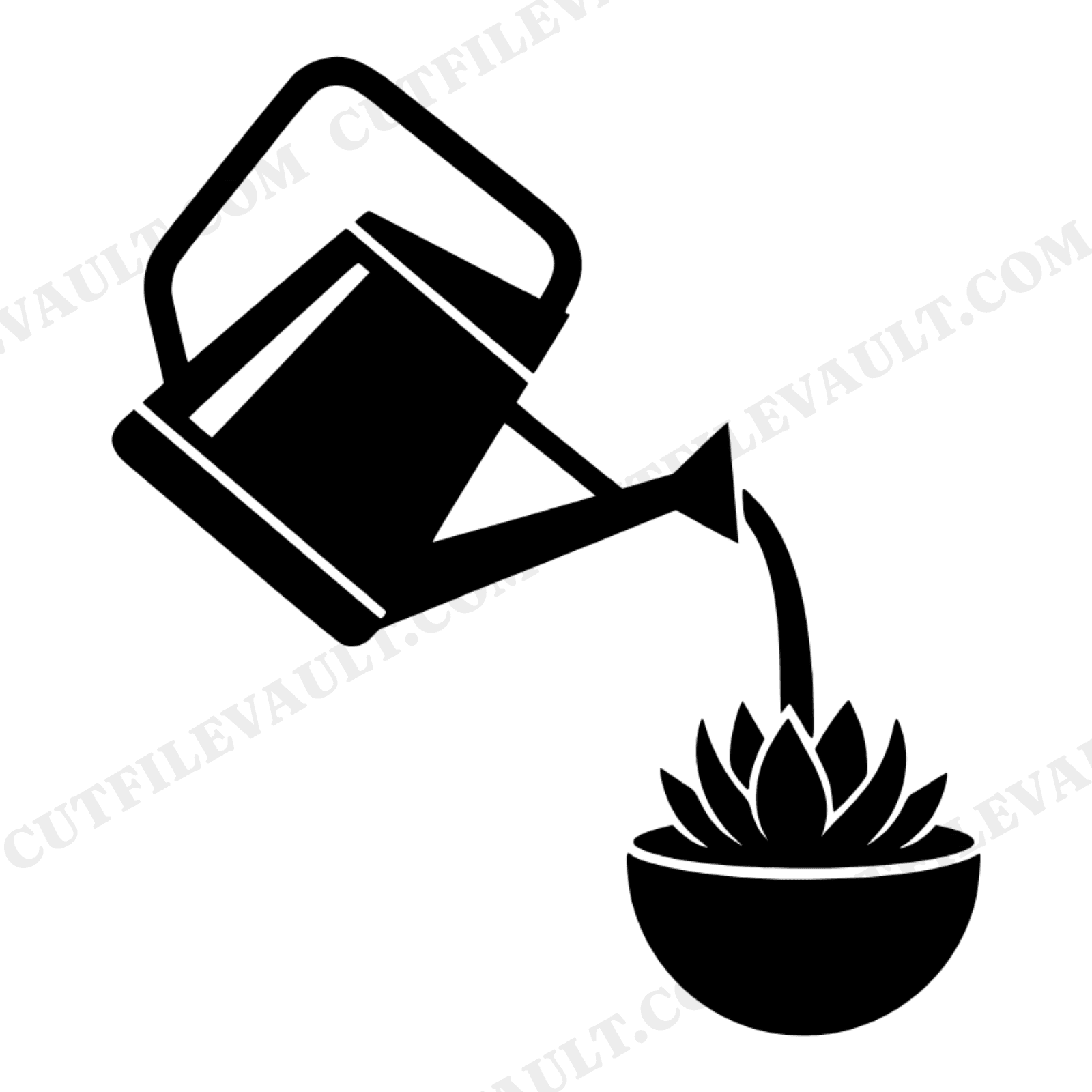 Summer Solstice Watering Can Succulent SVG PNG Art Deco Garden Ritual Cut File Geometric Design, view 1