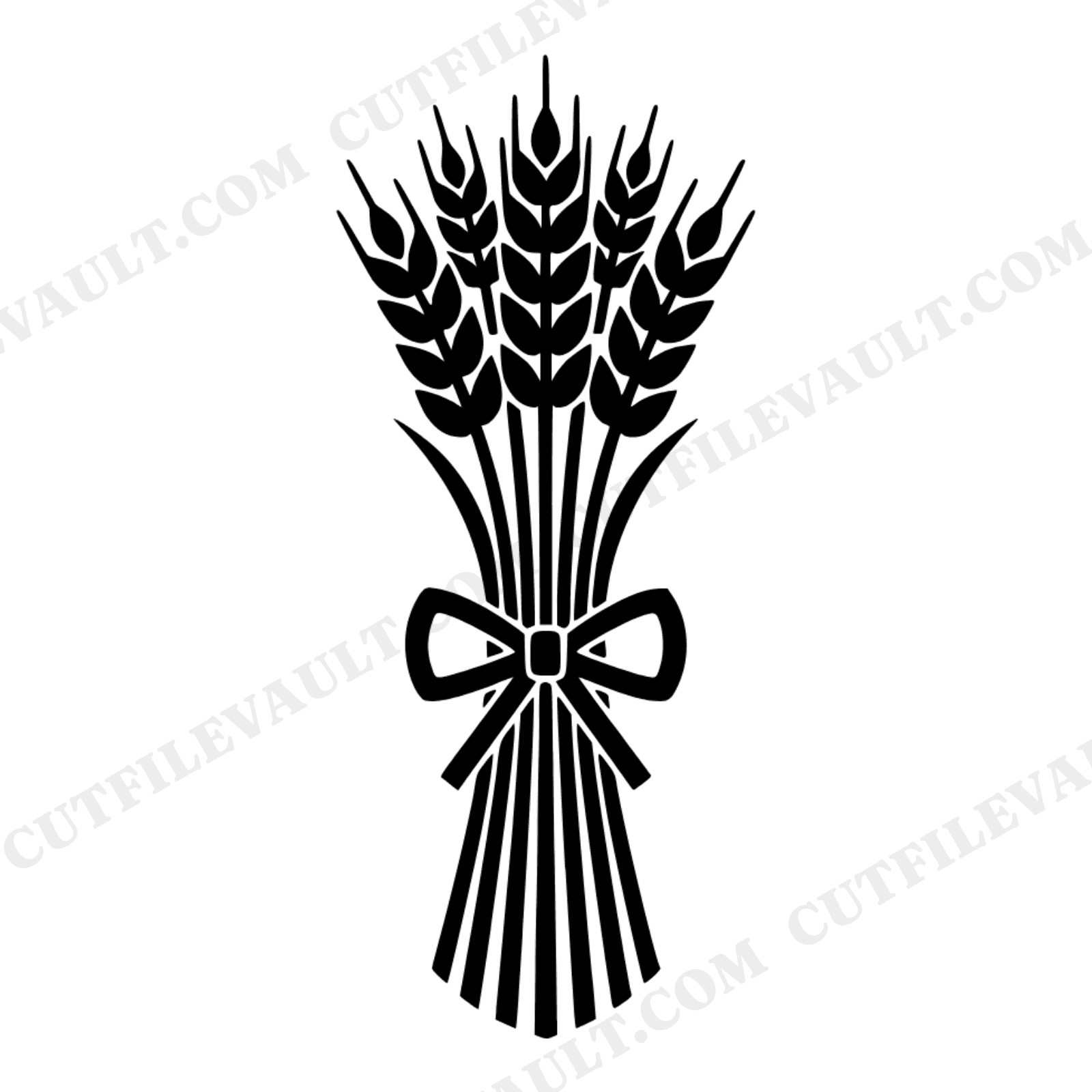 Summer Solstice Wheat Bundle SVG PNG, Harvest Sheaf Silhouette Cut File, Brutalist Farm Design, view 1