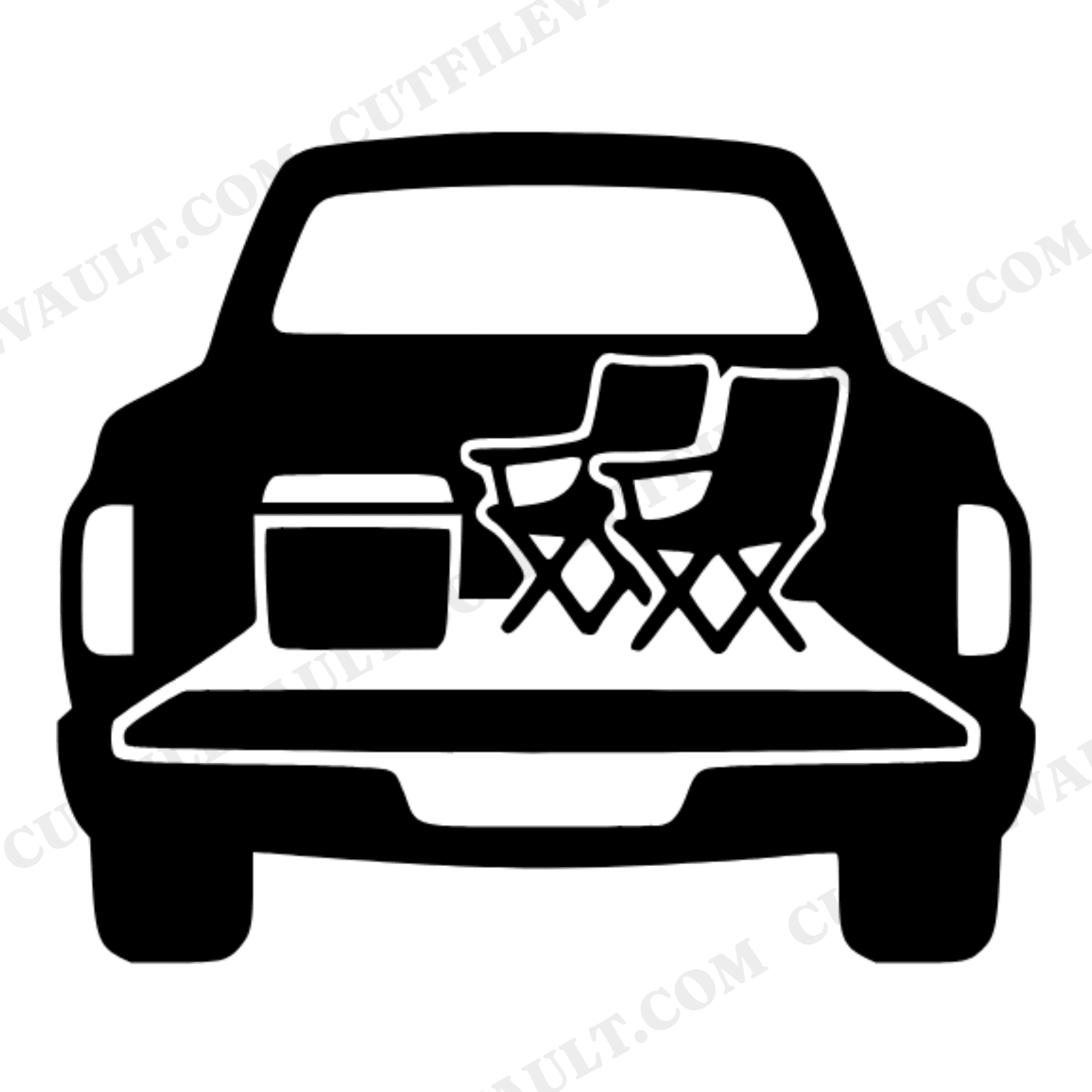 Tailgate Chill Pickup Truck SVG PNG, Father's Day Dad Silhouette Cut File, Cooler Lawn Chair Design, view 1