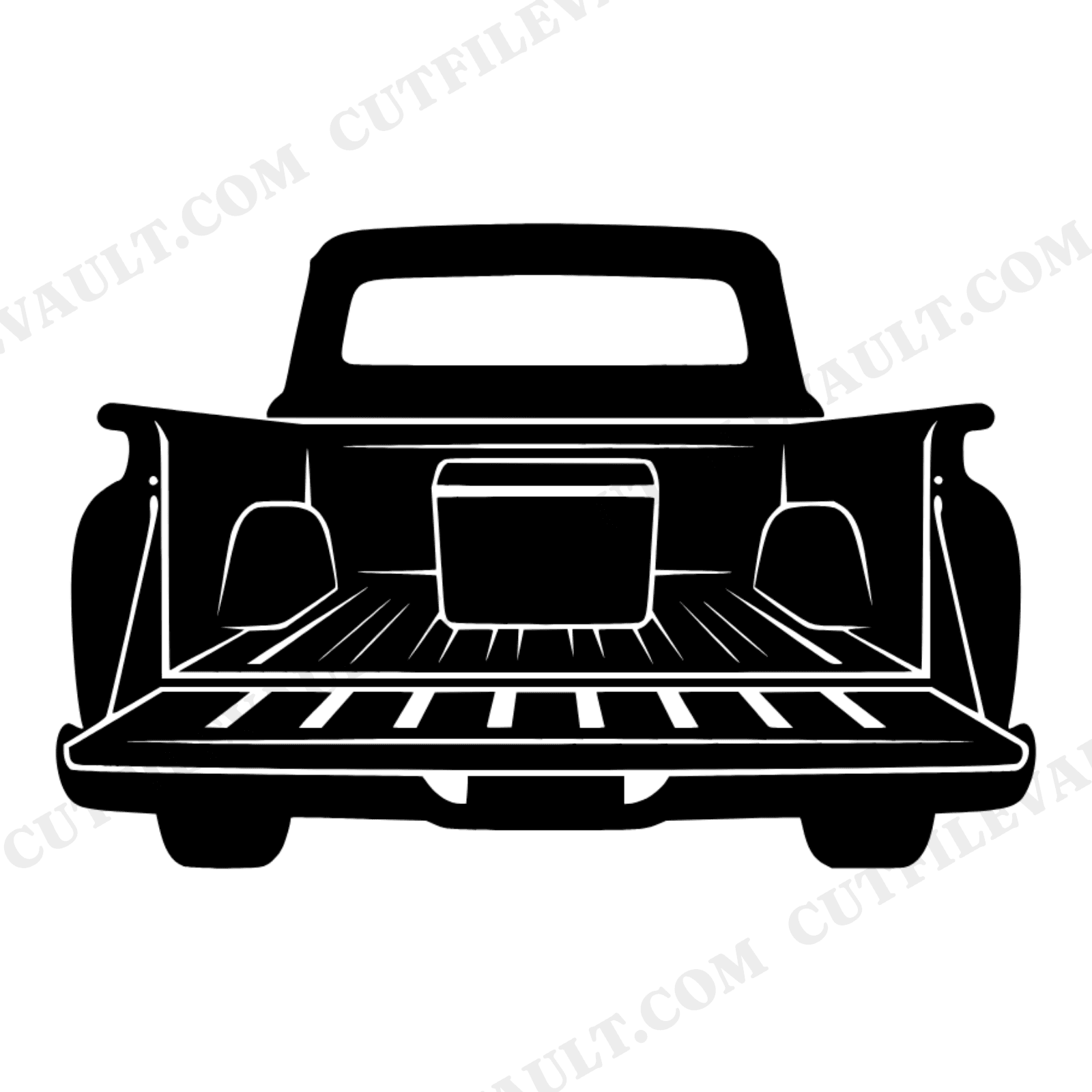 Tailgate Cooler SVG PNG Vintage Pickup Truck Silhouette Father's Day Cut File Brutalist Design, view 1