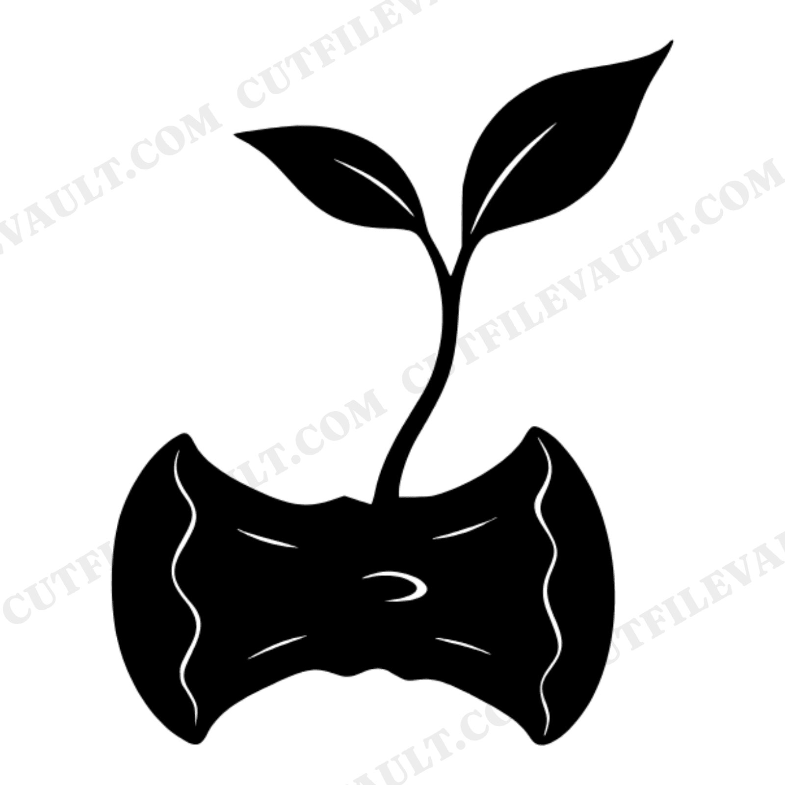 Teacher Apple Core Seedling SVG PNG, Art Nouveau End of School Year Cut File, Knowledge Growth, view 1