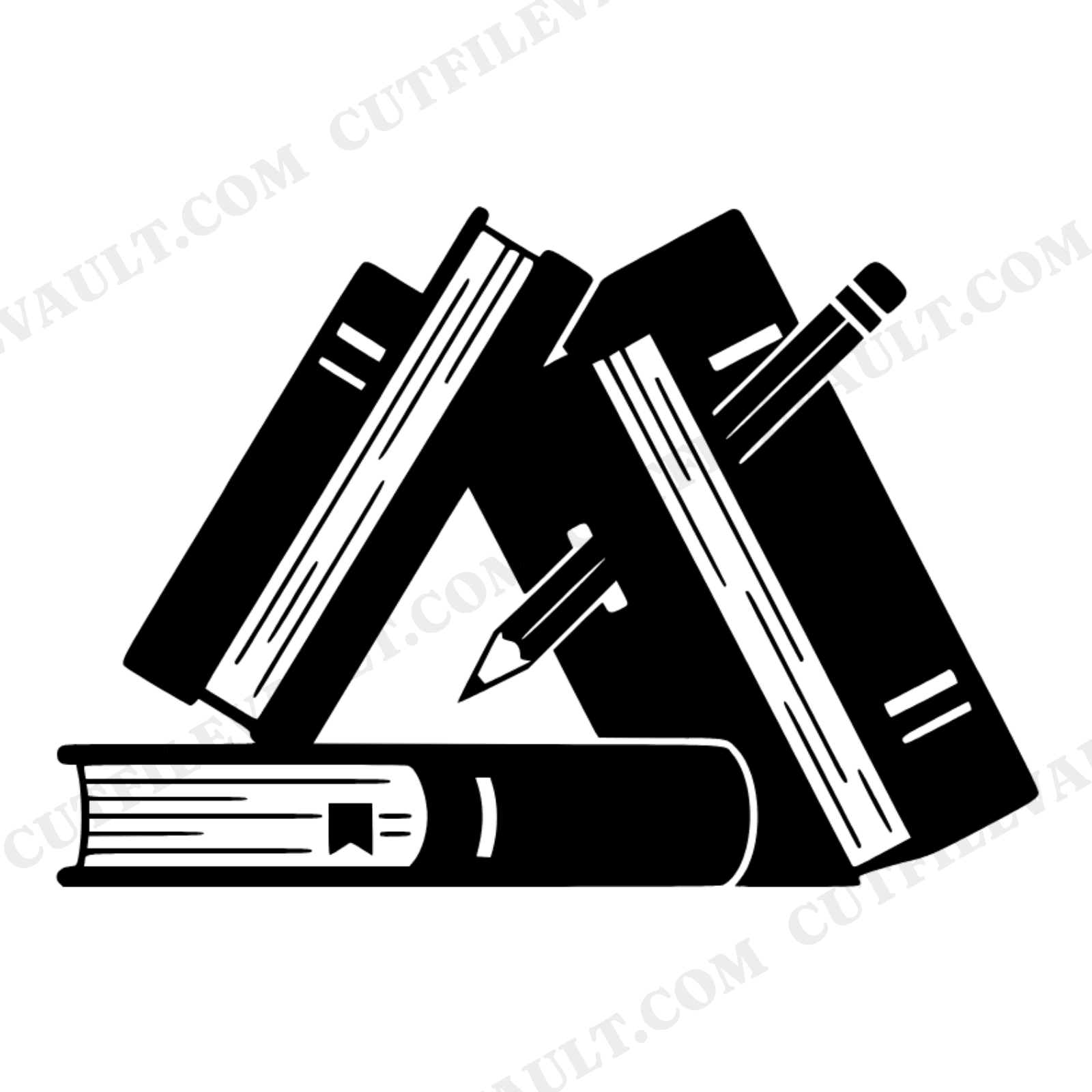 Teacher Appreciation SVG PNG, Stacked Books Pencil Bookmark Cut File, Geometric Teacher Gift Design, view 1