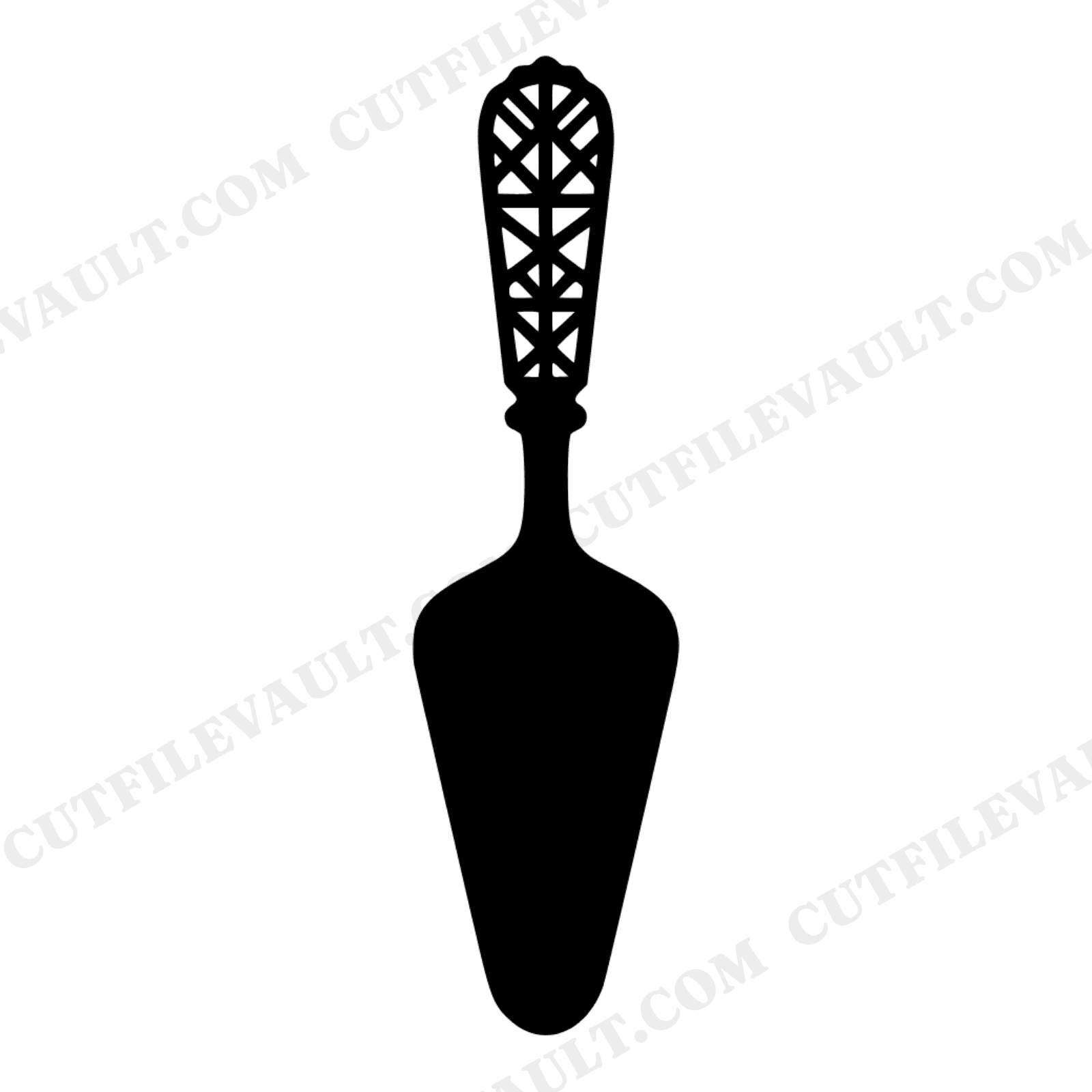 Thanksgiving Pie Server SVG PNG, Mid Century Kitchen Wall Art, Vertical Pie Server Silhouette Cut File, view 1