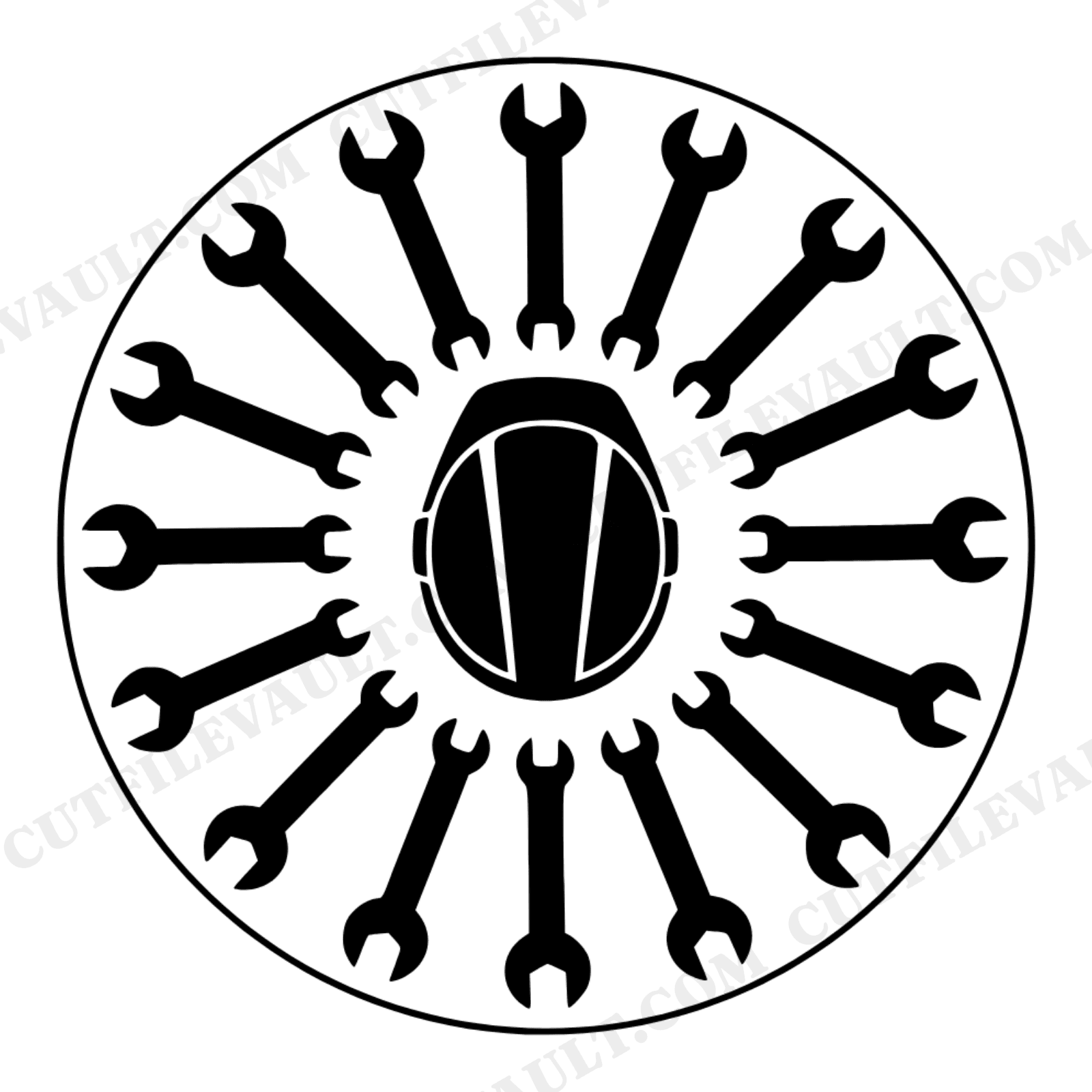 Third Shift Mandala Hard Hat SVG PNG, Workers Day Cut File, Wrench Clock Design, Labor Tribute, view 1