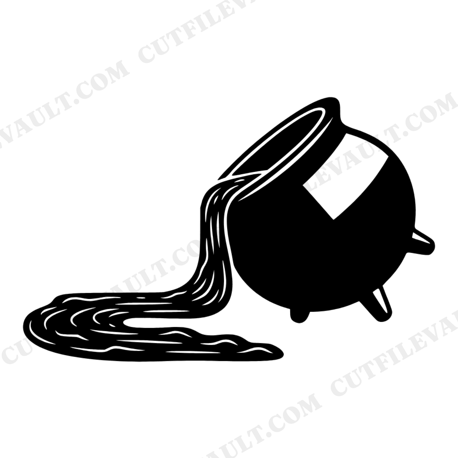 Tilted Cauldron SVG PNG, Groovy Potion Stream, Witchy Halloween Cut File, Spooky Decal Design, view 1