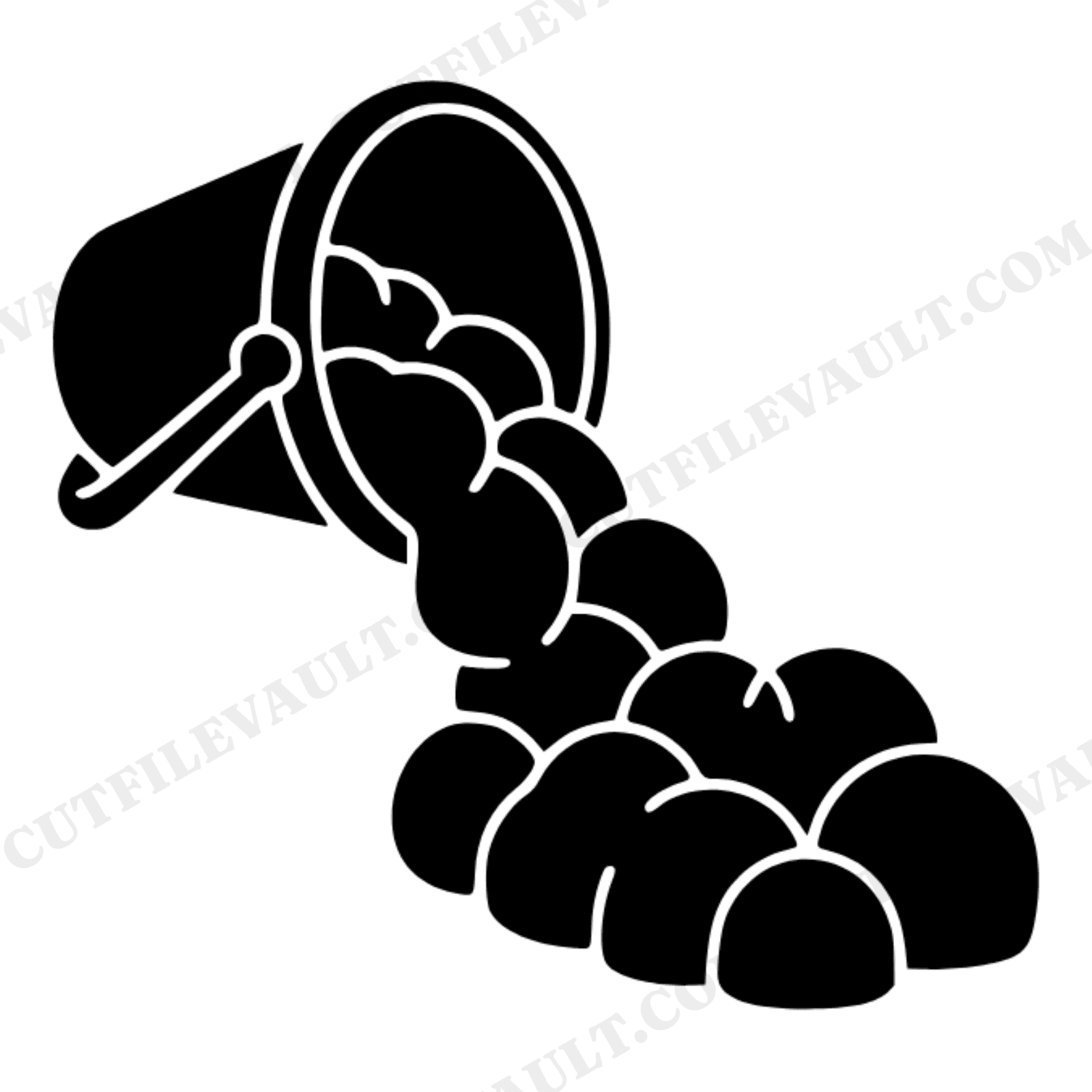 Tipped Beach Bucket SVG PNG Y2K Bubble Castle Cascade Cut File Summer Vacation Silhouette Design, view 1