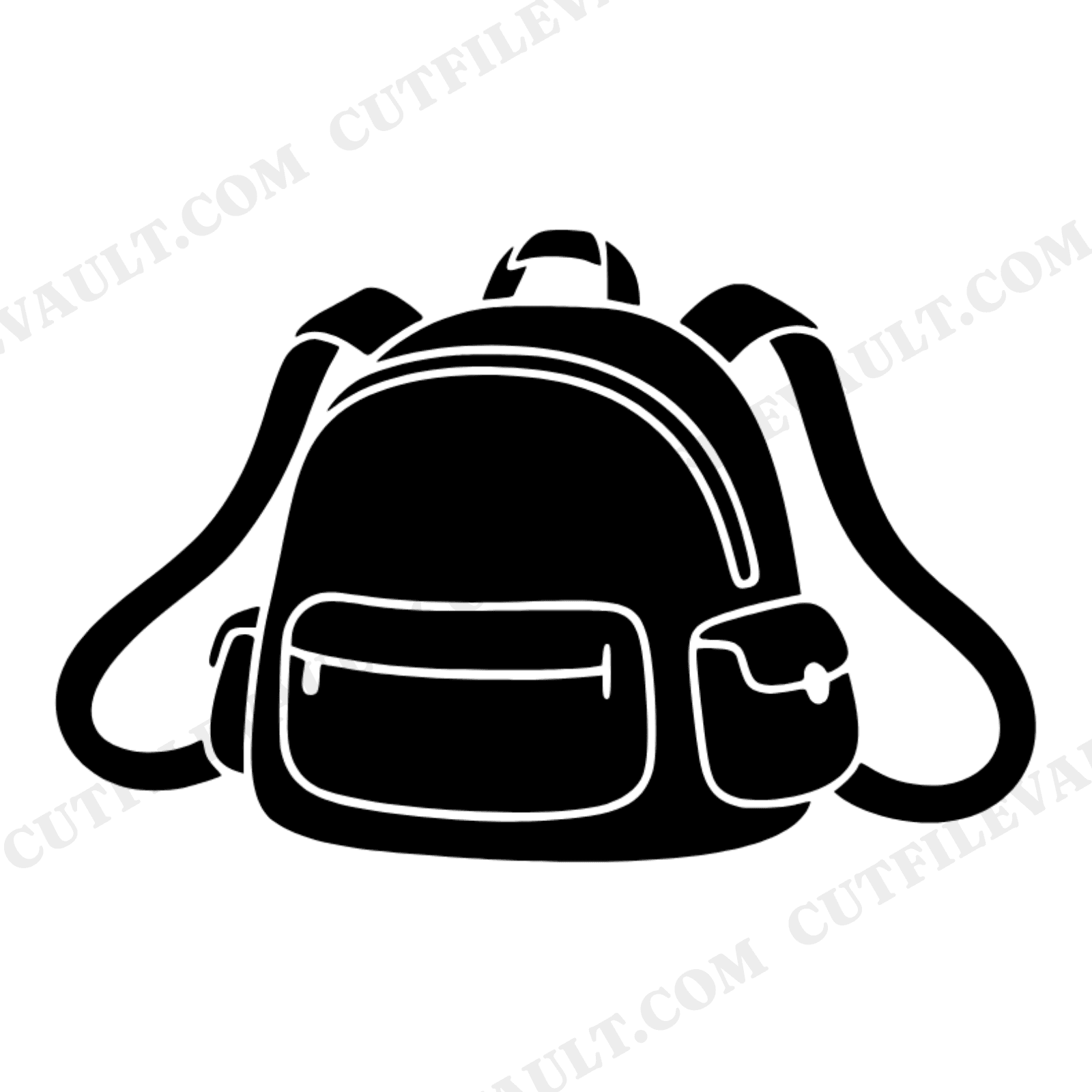 Tired Kawaii Backpack SVG PNG, Flopped Forward School Bag Cut File, Back to School Silhouette, view 1