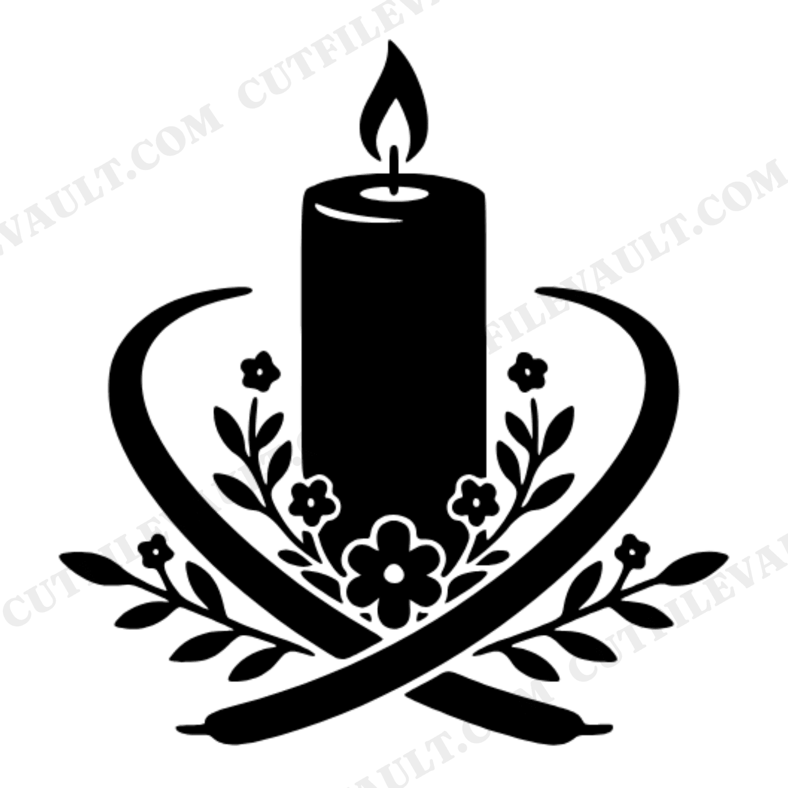 Unity Candle SVG PNG, Wedding Ceremony Candle Clipart, Botanical Vintage Wedding Cut File, view 1